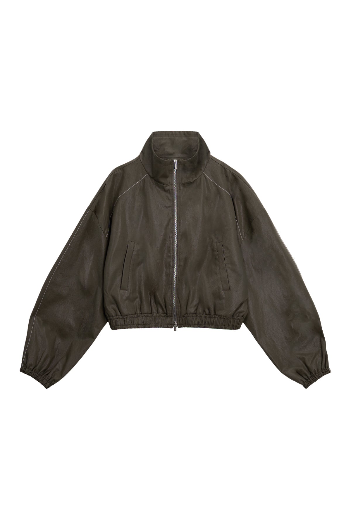 Matin Kim - Matin Rough Coating Crop Bomber (Khaki) product image 5 | TRAB K-Fashion Australia