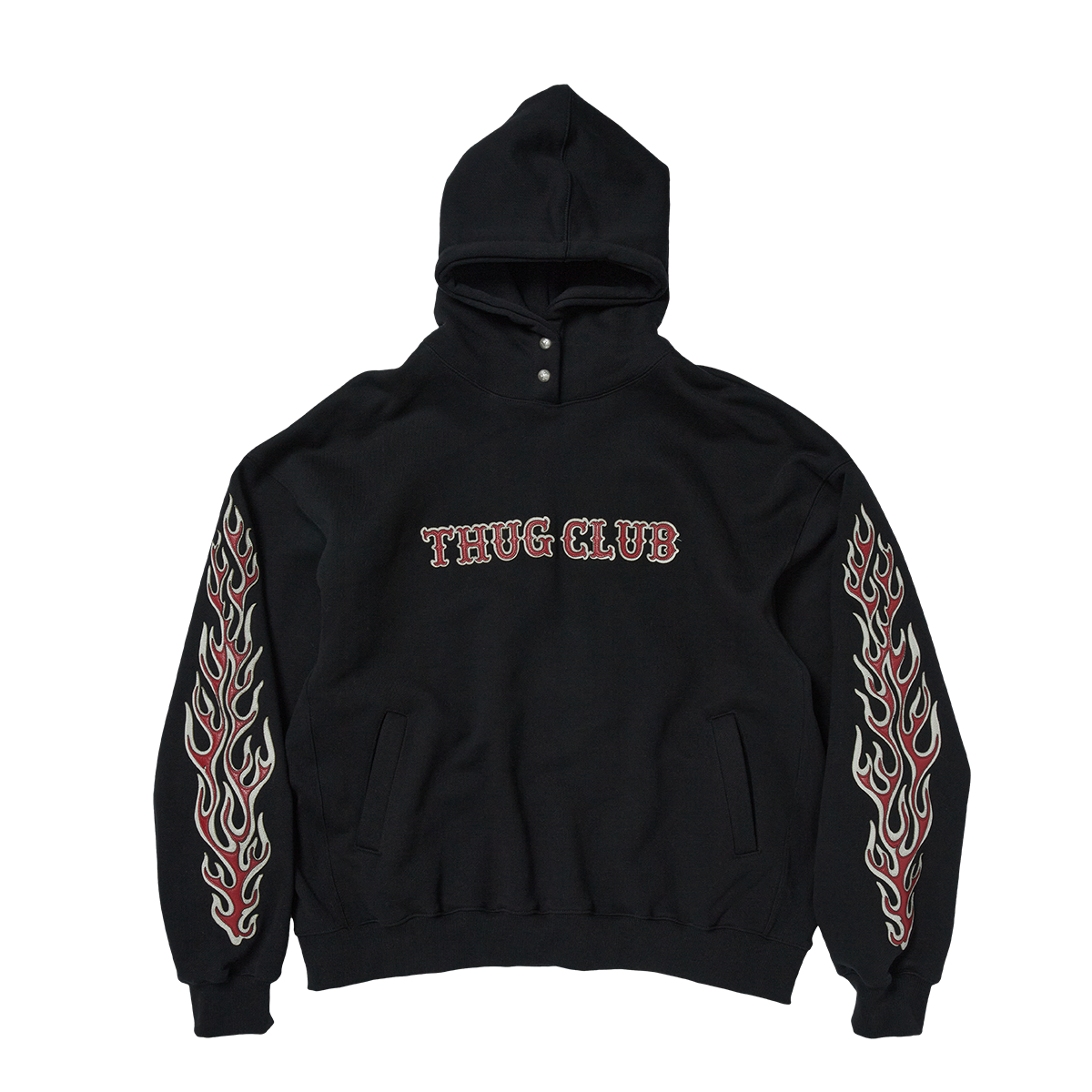 Thug Club - Leather Flame Hoodie (Black) product image 1 | TRAB K-Fashion Australia