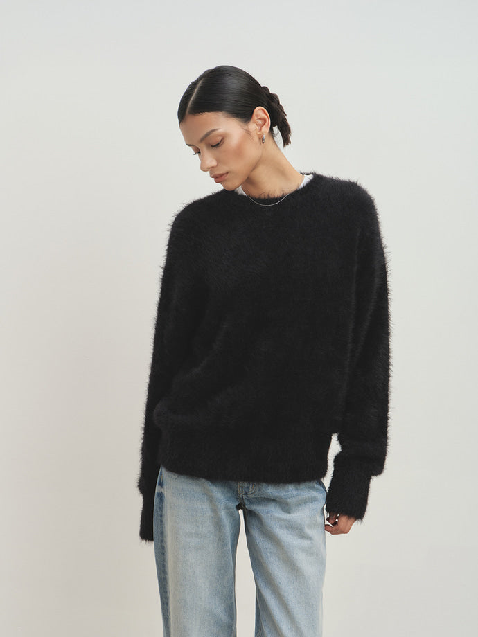 Tonywack - Faux Fur Crew-Neck Top (Black) product image 3 | TRAB K-Fashion Australia