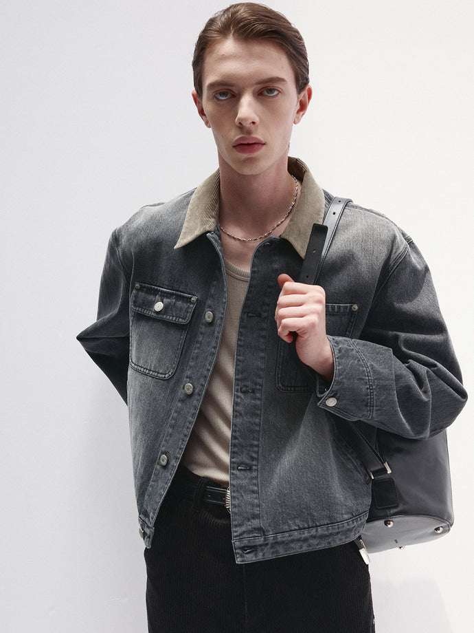 Tonywack - Corduroy Collar Denim Work Jacket (Washed Grey) product image 6 | TRAB K-Fashion Australia