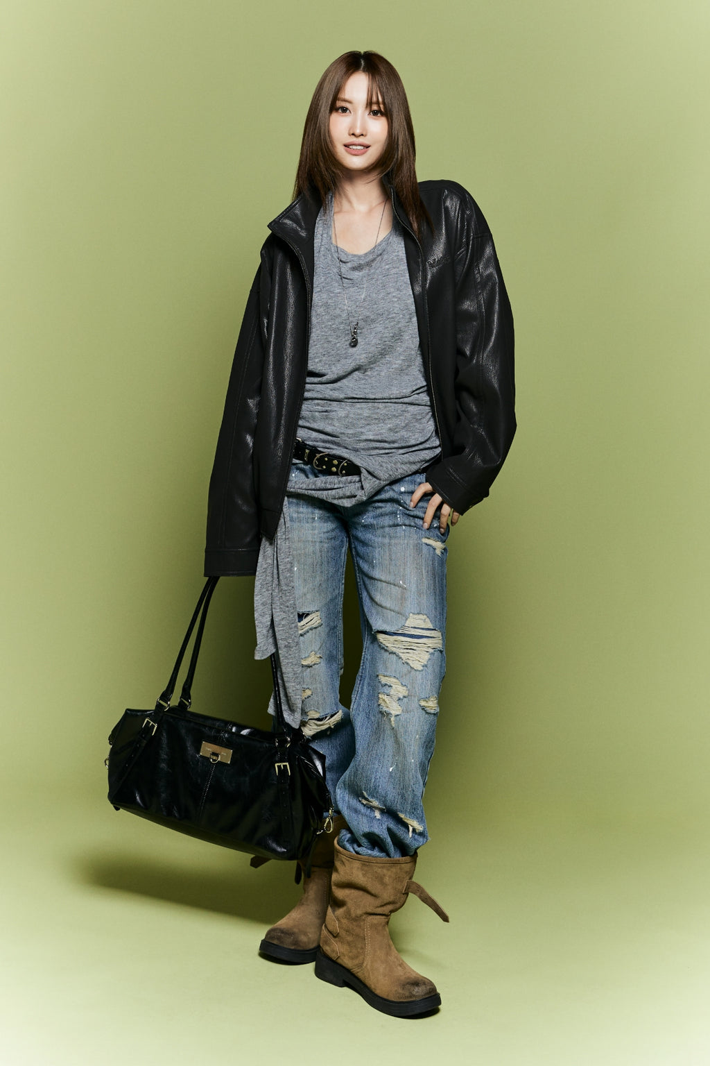 Matin Kim - Slub Damage Bootcut Denim Pants (Blue) product image 1 | TRAB K-Fashion Australia