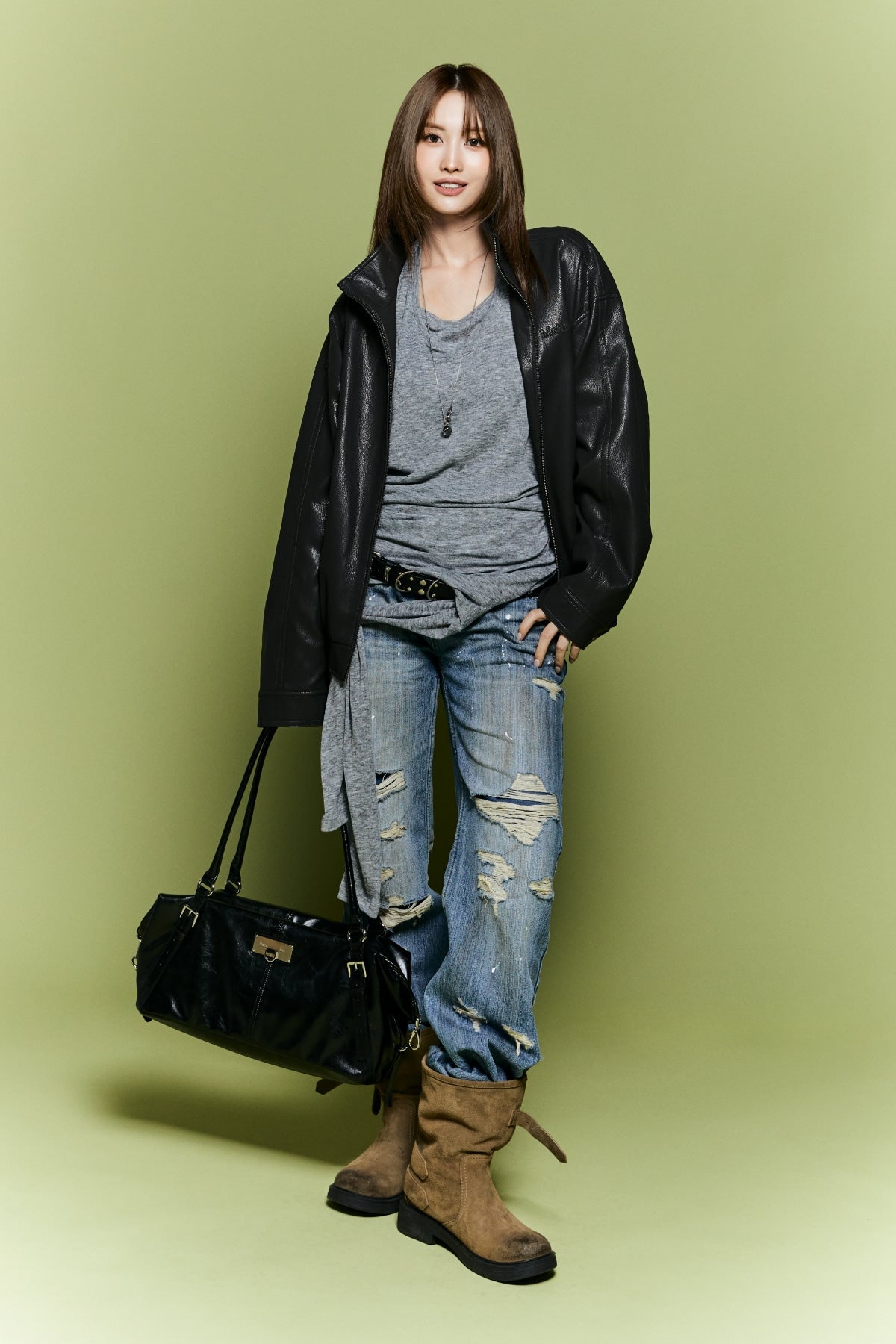Matin Kim - Slub Damage Bootcut Denim Pants (Blue) product image 1 | TRAB K-Fashion Australia