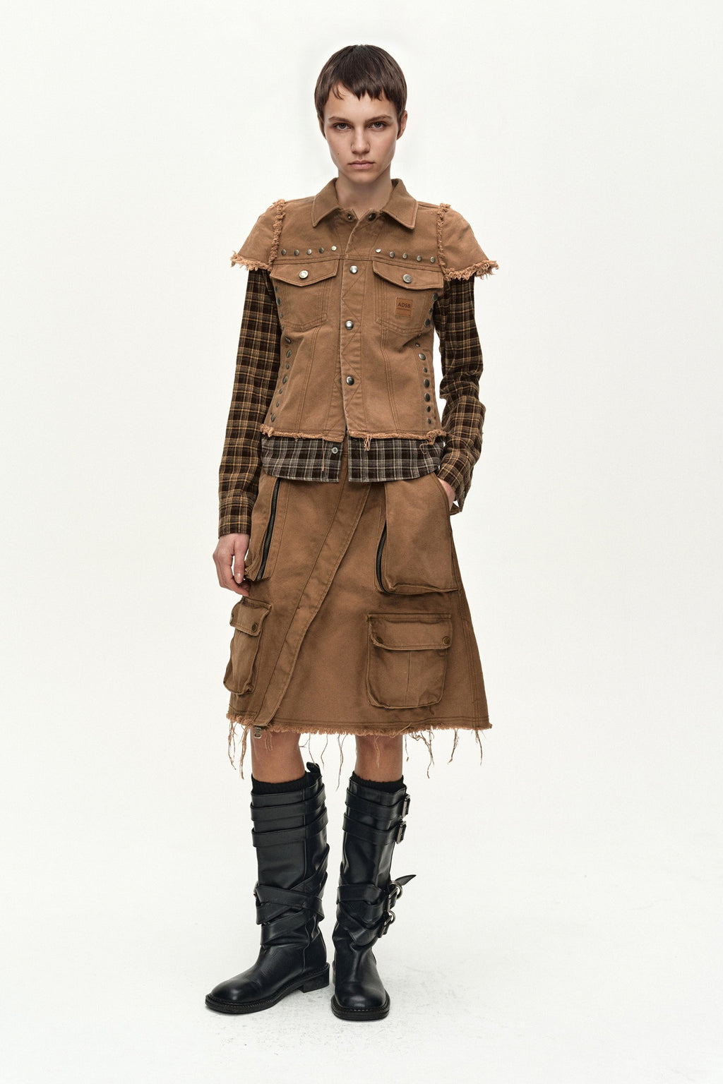 Andersson Bell - Layered Studded Vest Shirt (brown) (Brown) product image 2 | TRAB K-Fashion Australia