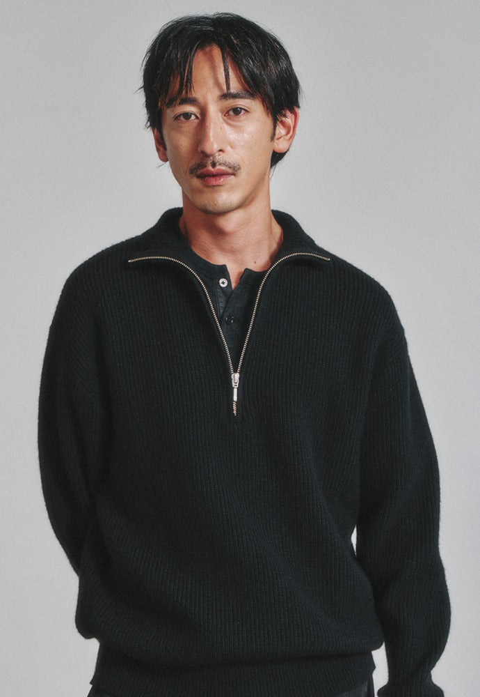 Art if acts - Half Zipup Turtle Neck Knit (Black) product image 1 | TRAB K-Fashion Australia
