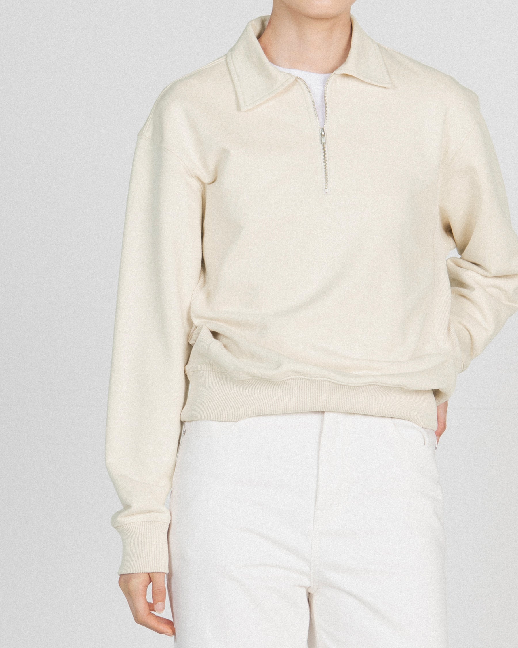 Brownyard - Washed Sweat Half Zip Up (Ivory) product image 3 | TRAB K-Fashion Australia