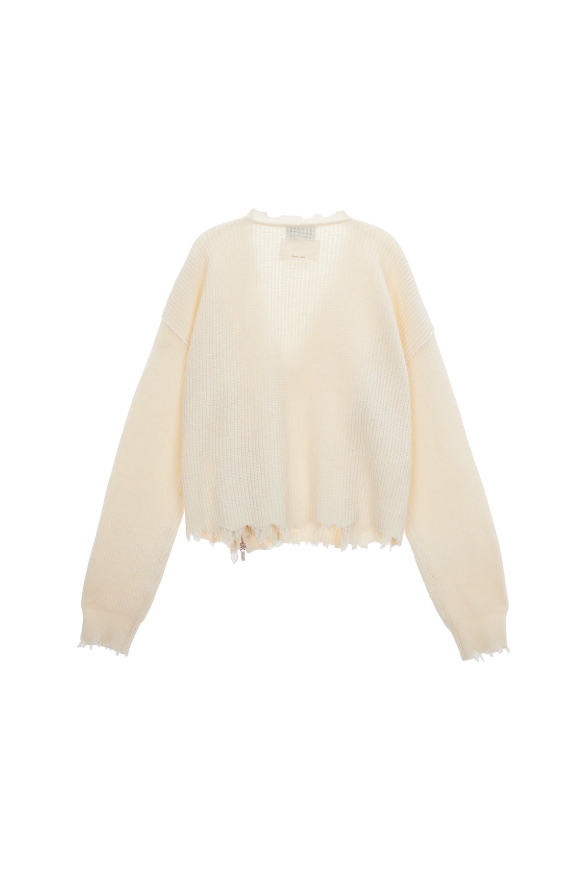 Matin Kim - Pinched Two Way Knit Zip Cardigan (Ivory) product image 2 | TRAB K-Fashion Australia