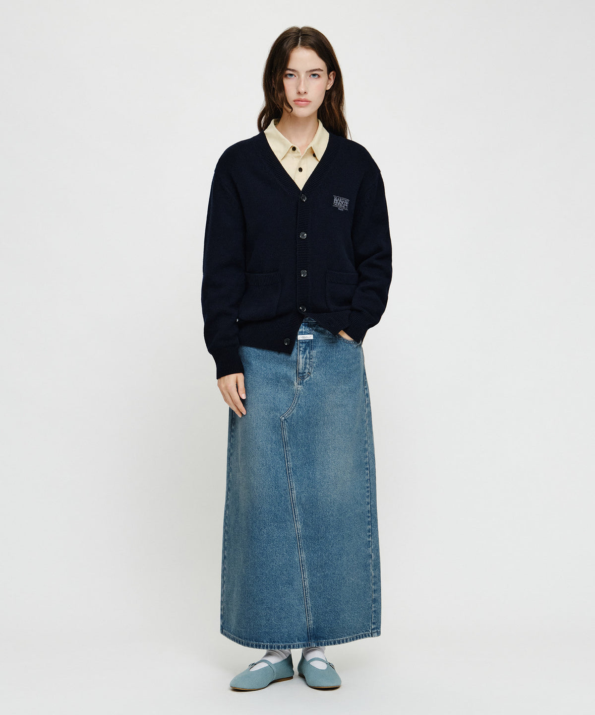 Marithe & Francois Girbaud - [Pre-order – Ships 19 Oct] Maxi Denim Skirt (Blue) product image 3 | TRAB K-Fashion Australia