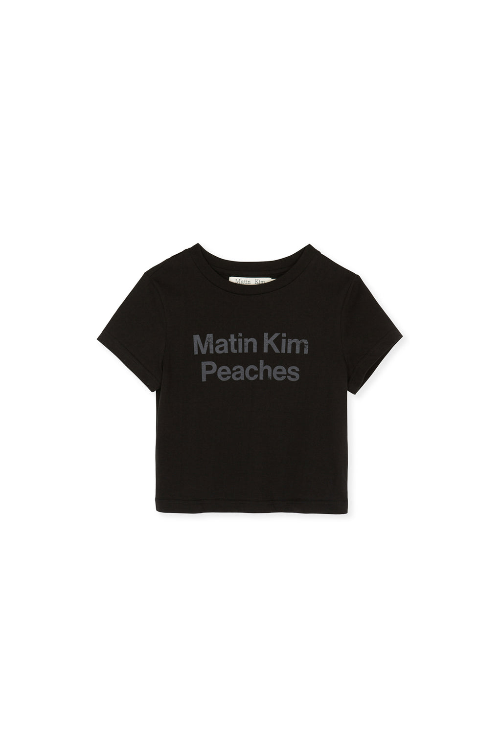 Matin Kim - Peaches Logo Graphic Crop Top (Black) product image 2 | TRAB K-Fashion Australia