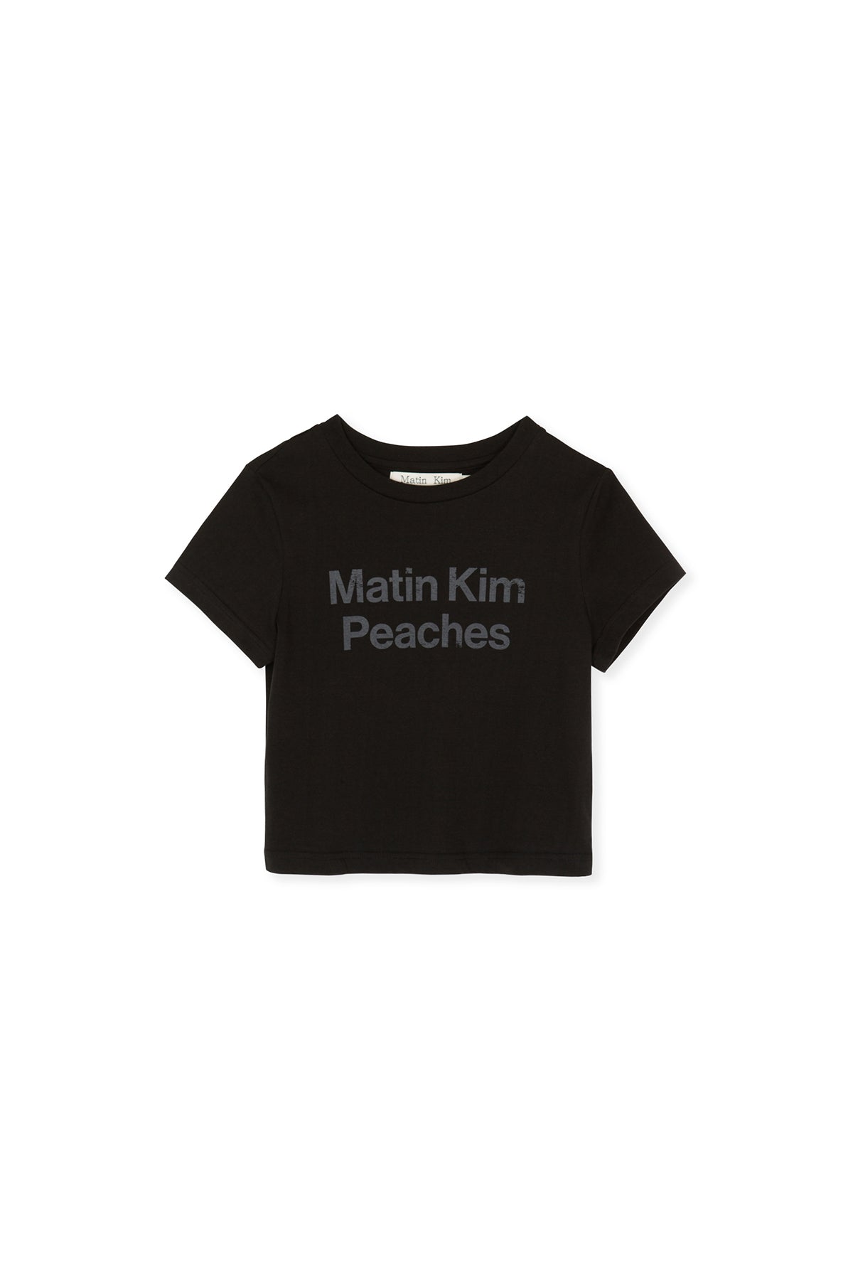 Matin Kim - Peaches Logo Graphic Crop Top (Black) product image 2 | TRAB K-Fashion Australia