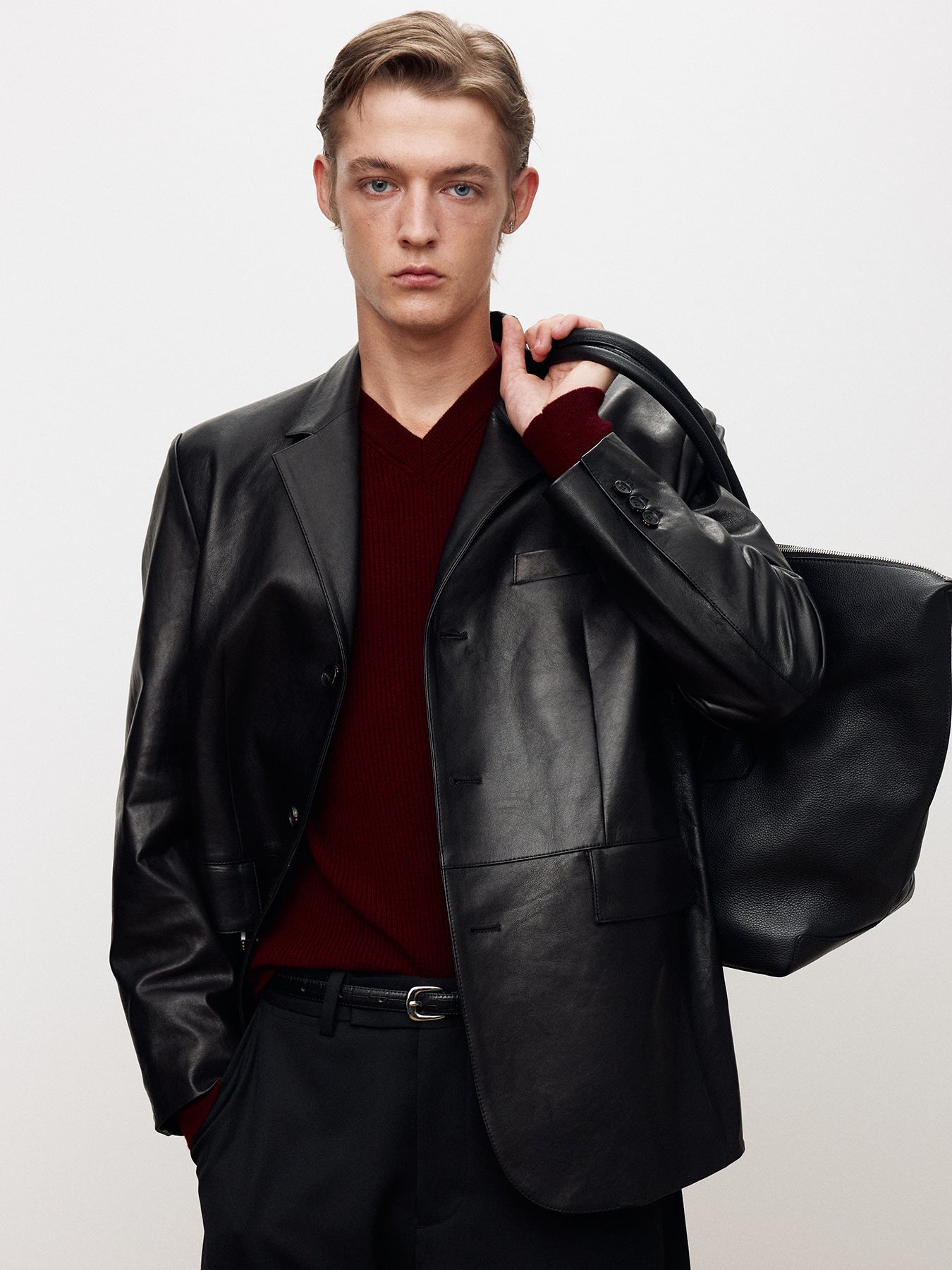 Tonywack - Vegetable Tanned Lamb Leather Tailored Jacket (Black) product image 1 | TRAB K-Fashion Australia