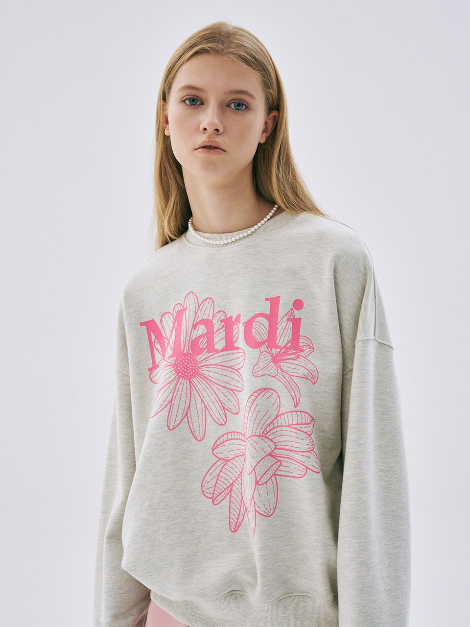 Mardi Mercredi - Sweatshirt Triple Flower (Oatmeal Peony) product image 1 | TRAB K-Fashion Australia
