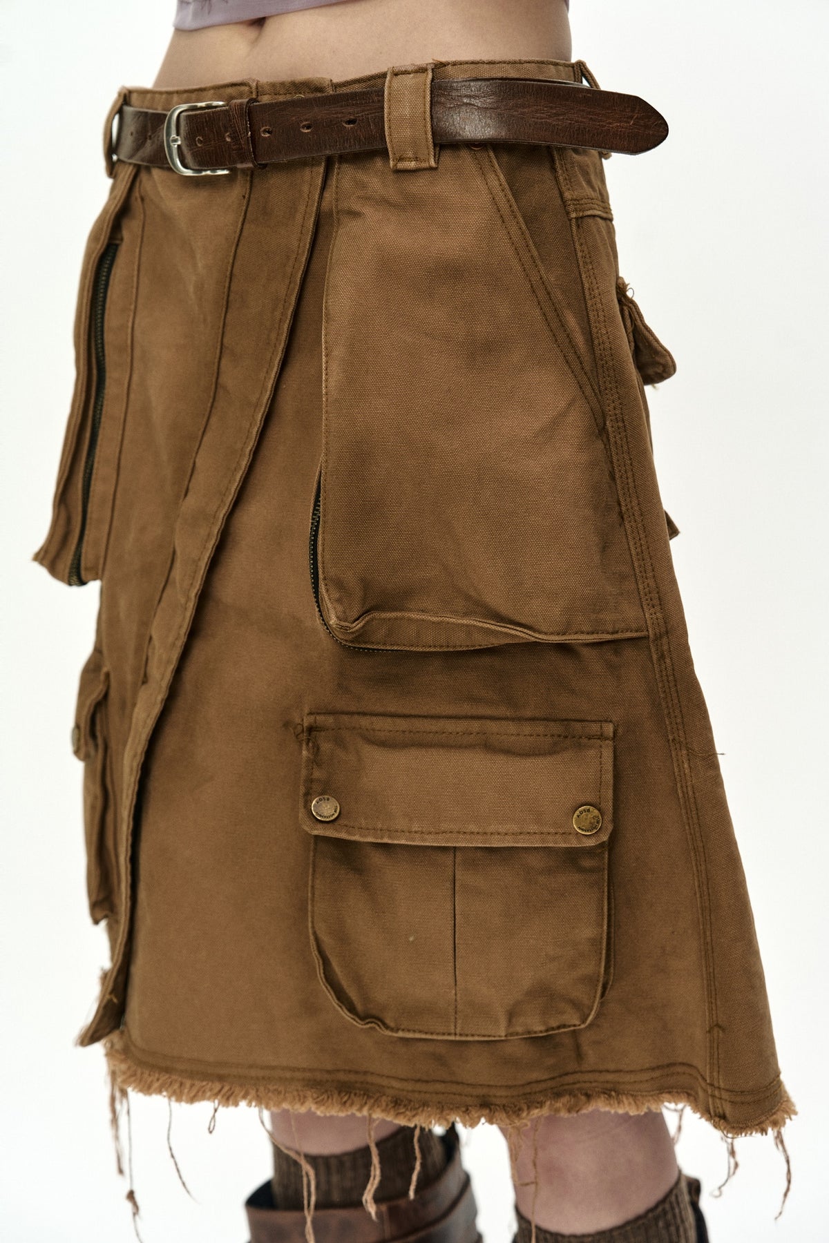 Andersson Bell - Cargo Pocket Wrap Skirt (Brown) product image 8 | TRAB K-Fashion Australia