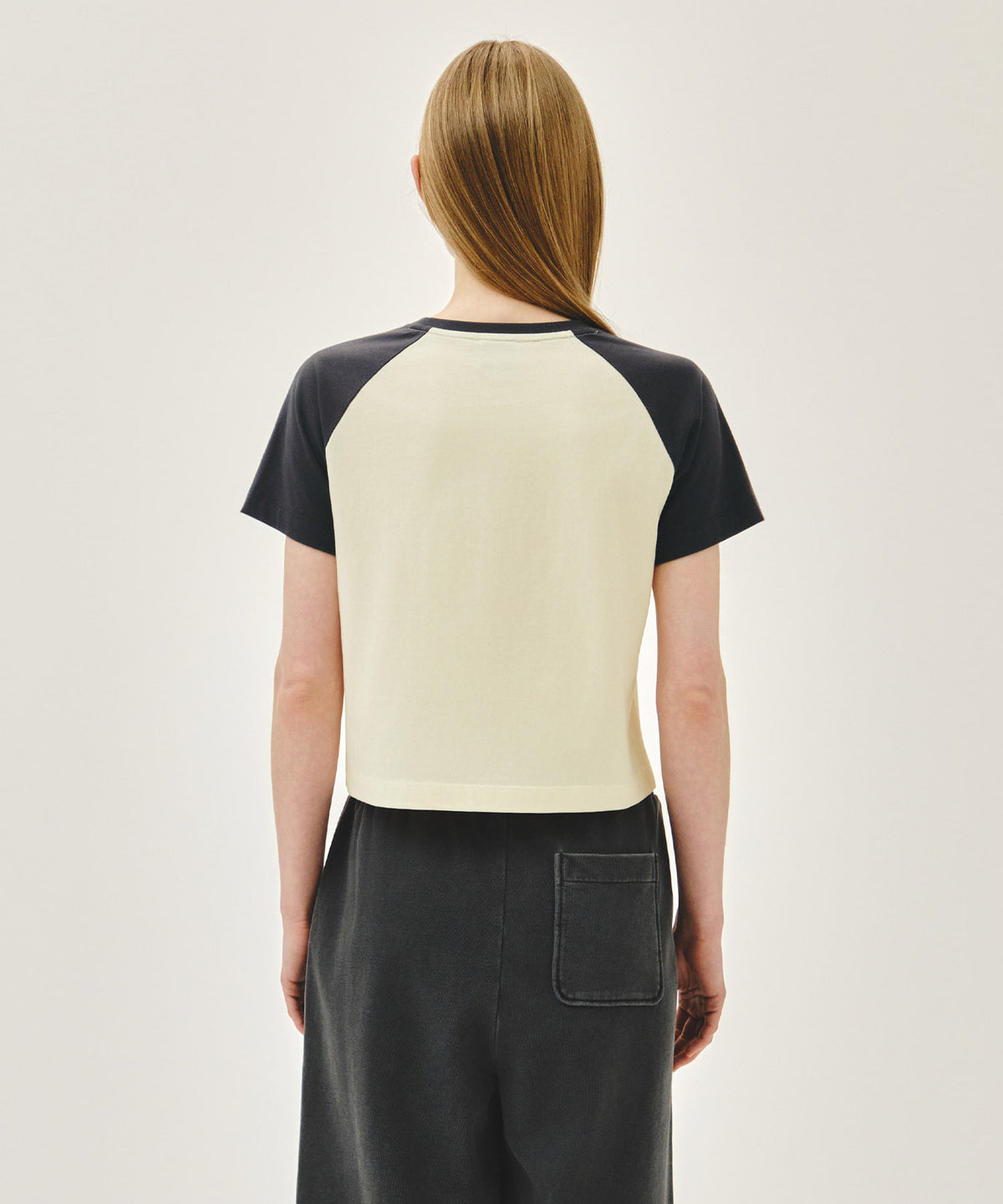 Marithe & Francois Girbaud - Small Regular Logo Raglan Crop Tee (Charcoal) product image 3 | TRAB K-Fashion Australia