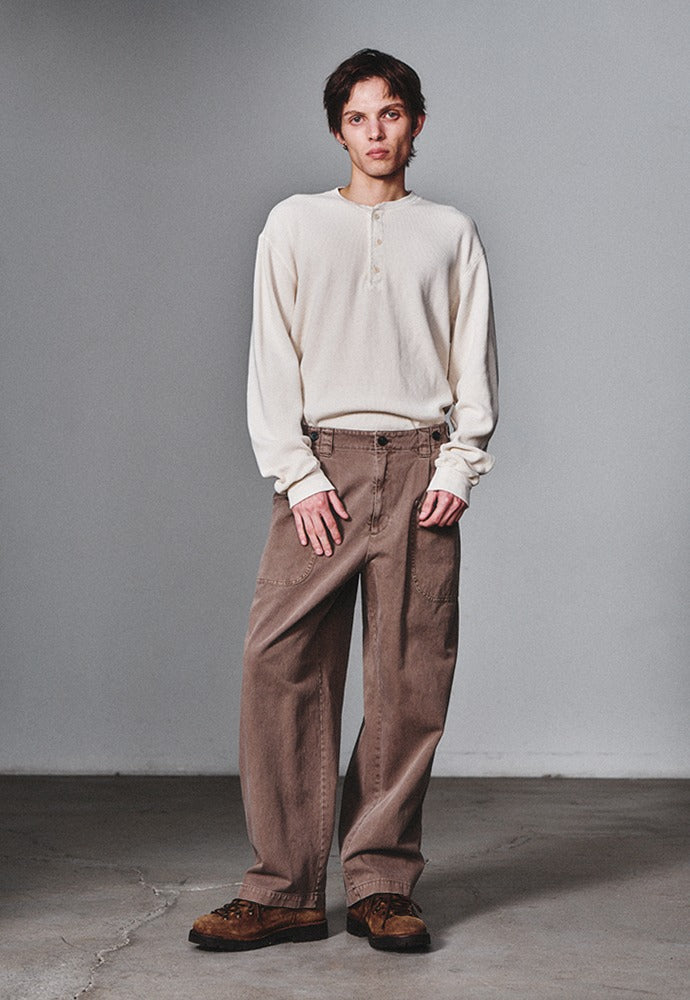 Art if acts - Garment Dyed Waffle Henley (Cream) product image 1 | TRAB K-Fashion Australia