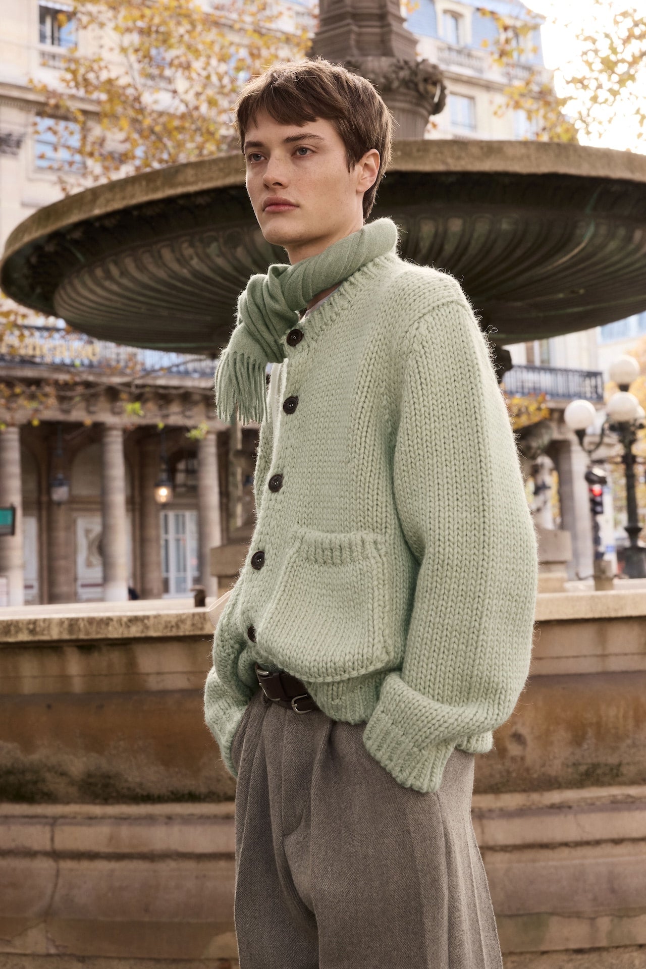 STU - Dimension Pocket Cardigan In Sage (Green) product image 4 | TRAB K-Fashion Australia