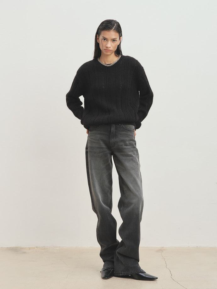 Tonywack - Kid Mohair Distressed Ribbed Sweater (Black) product image 4 | TRAB K-Fashion Australia