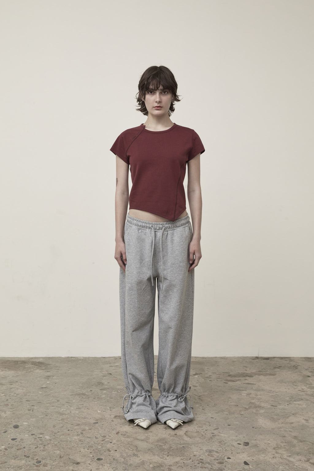 Matin Kim - Twist Point Slim Top (Burgundy) product image 5 | TRAB K-Fashion Australia