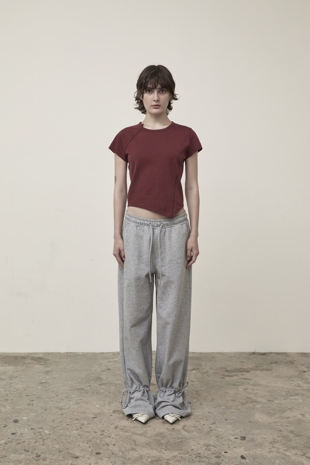 Matin Kim - Twist Point Slim Top (Burgundy) product image 5 | TRAB K-Fashion Australia