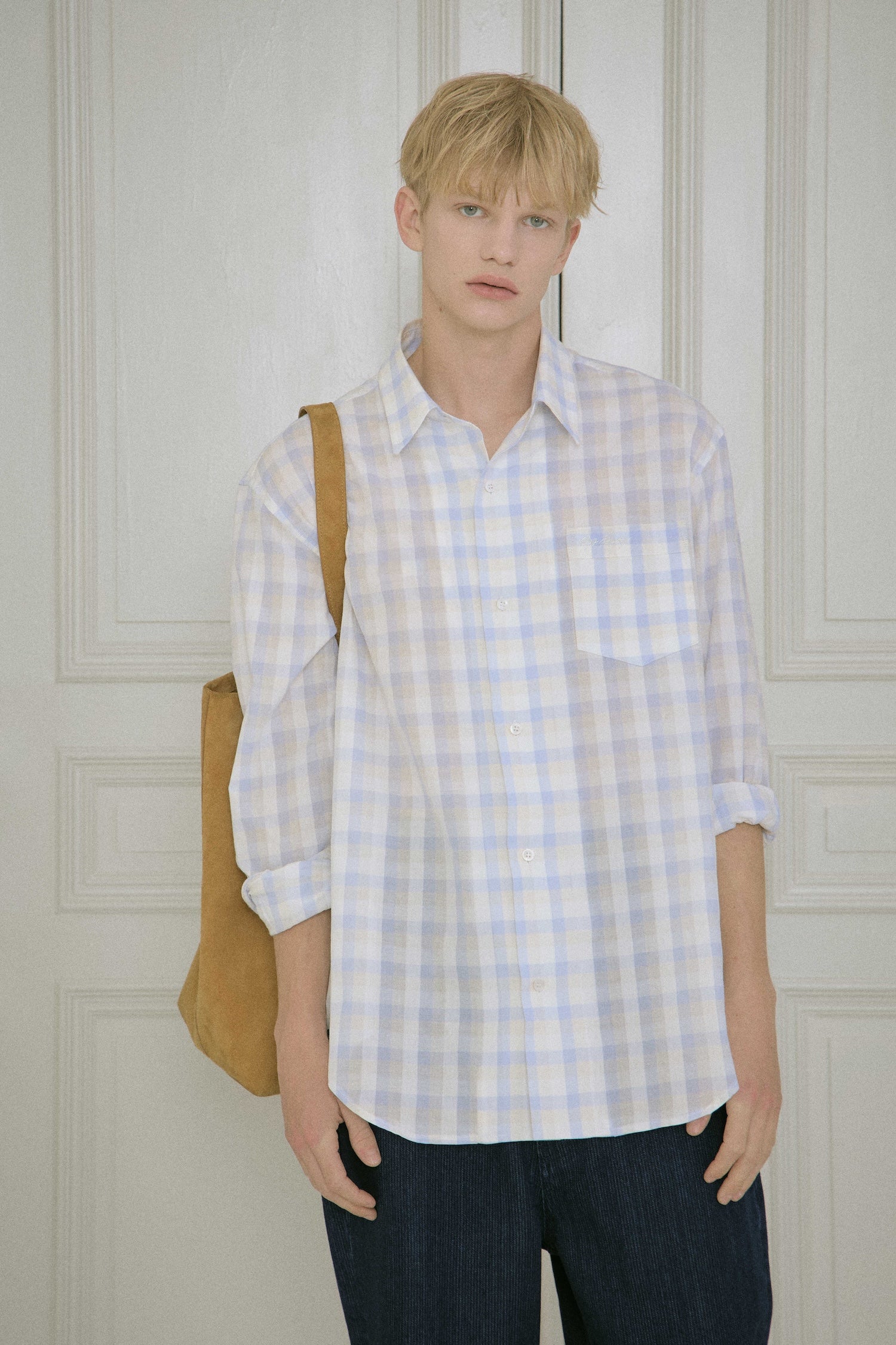 STU - Embroidery Check Shirt Sky (Blue) product image 12 | TRAB K-Fashion Australia