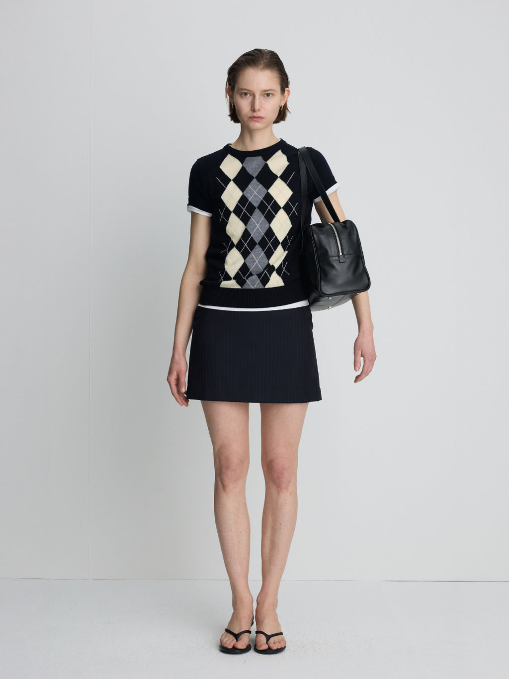 Tonywack - Wool Pin Striped Mini Skirt (Navy Pinstripe) product image 3 | TRAB K-Fashion Australia