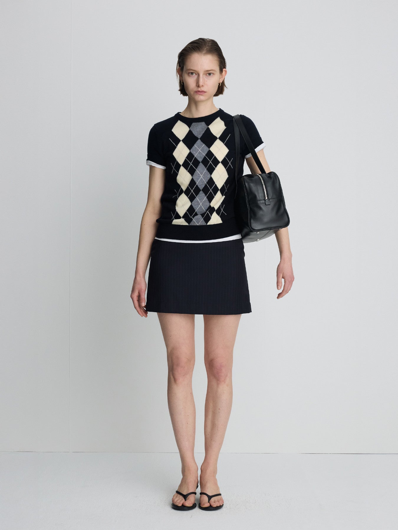 Tonywack - Wool Pin Striped Mini Skirt (Navy Pinstripe) product image 3 | TRAB K-Fashion Australia