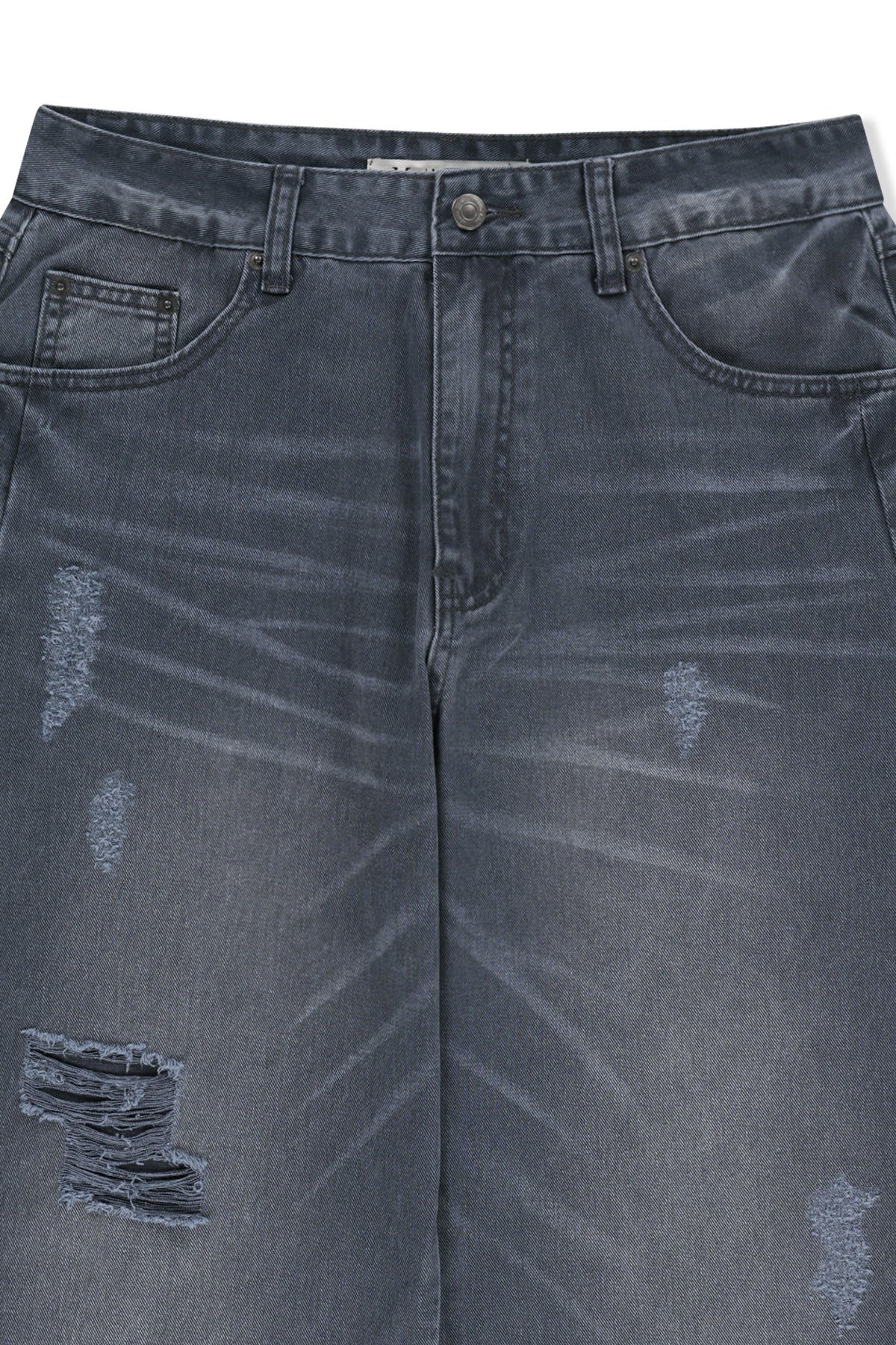 Matin Kim - Shadow Distressed Wide Denim Pants (Blue) product image 3 | TRAB K-Fashion Australia