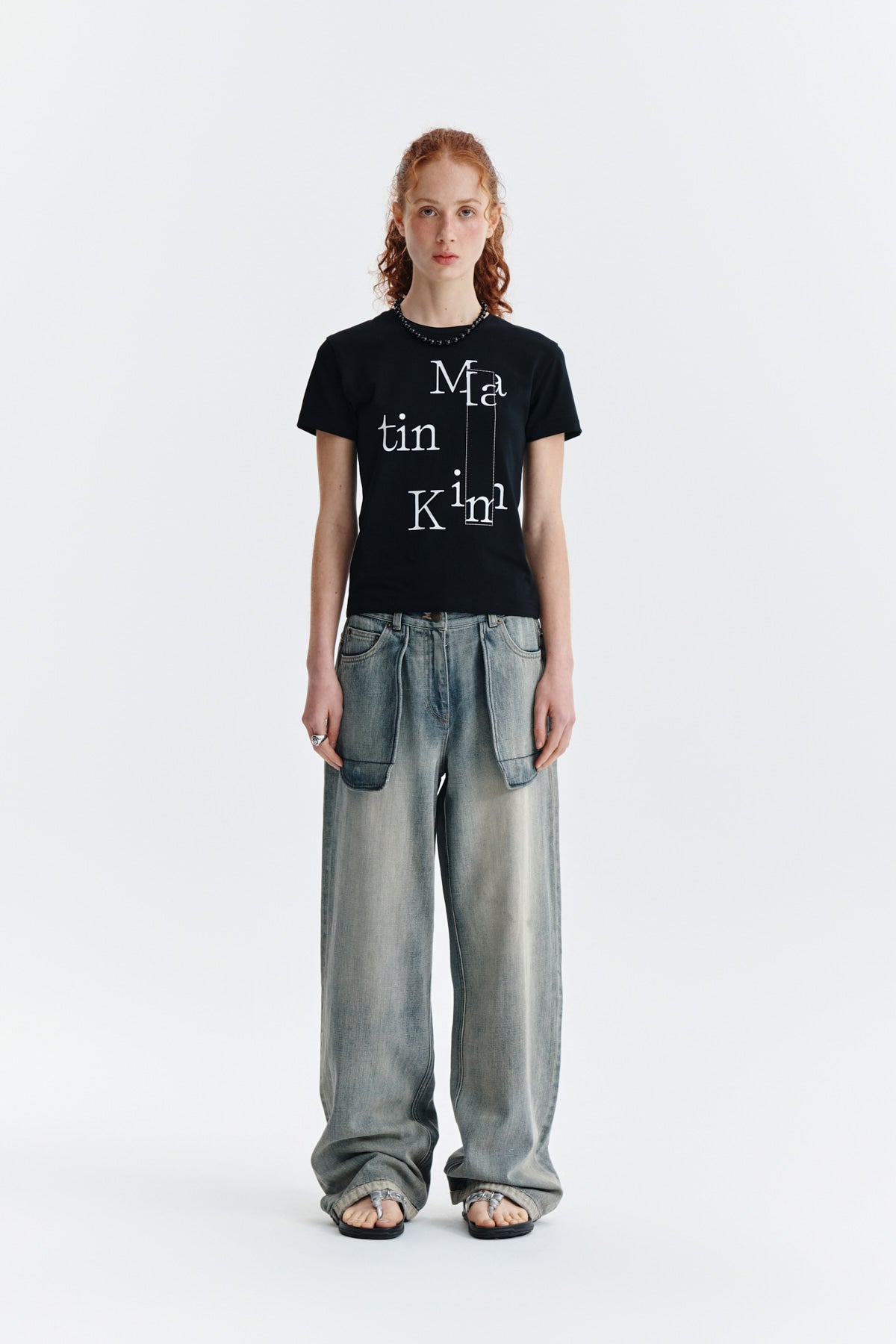 Matin Kim - Patchwork Graphic Printing Logo Top (Black) product image 12 | TRAB K-Fashion Australia