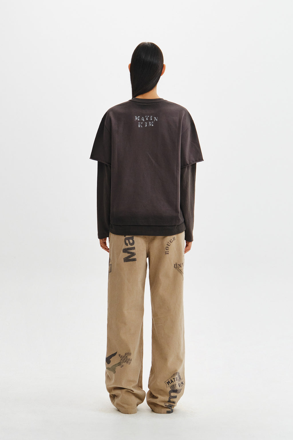 Matin Kim - Dust Washed Logo Layered Top (Charcoal) product image 9 | TRAB K-Fashion Australia