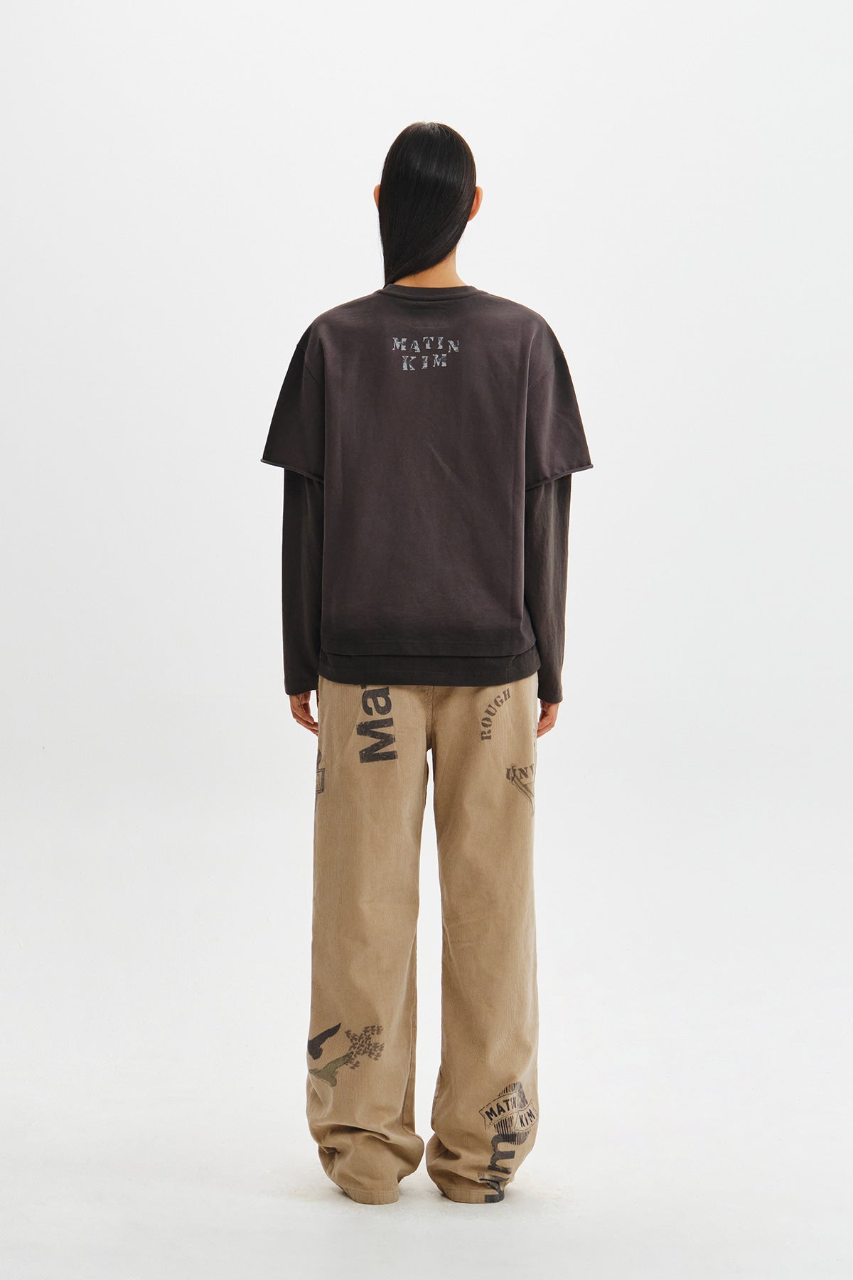Matin Kim - Dust Washed Logo Layered Top (Charcoal) product image 9 | TRAB K-Fashion Australia