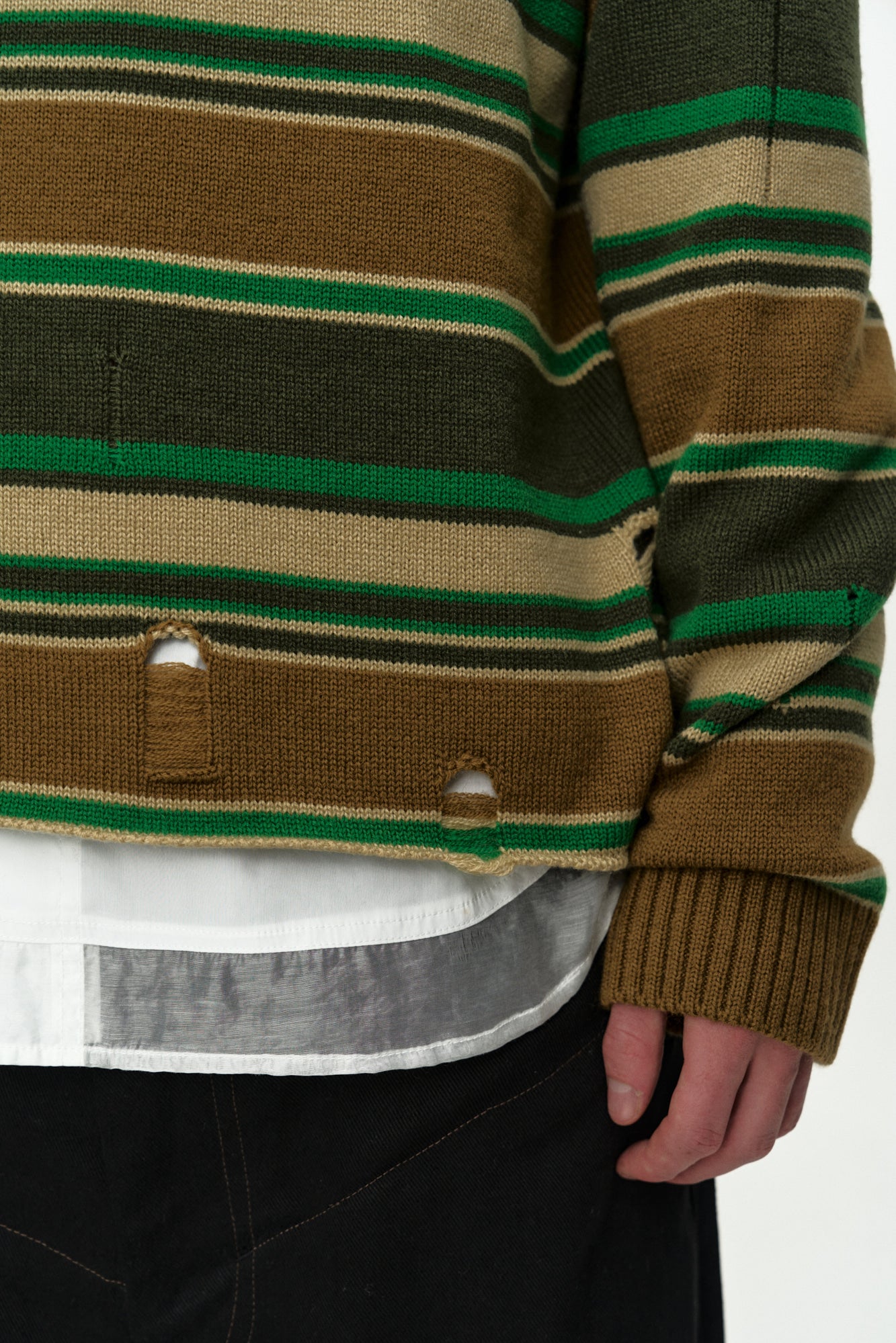 Andersson Bell - Double Layered Stripe Half Zip-Up Sweater (Beige/Brown) product image 6 | TRAB K-Fashion Australia