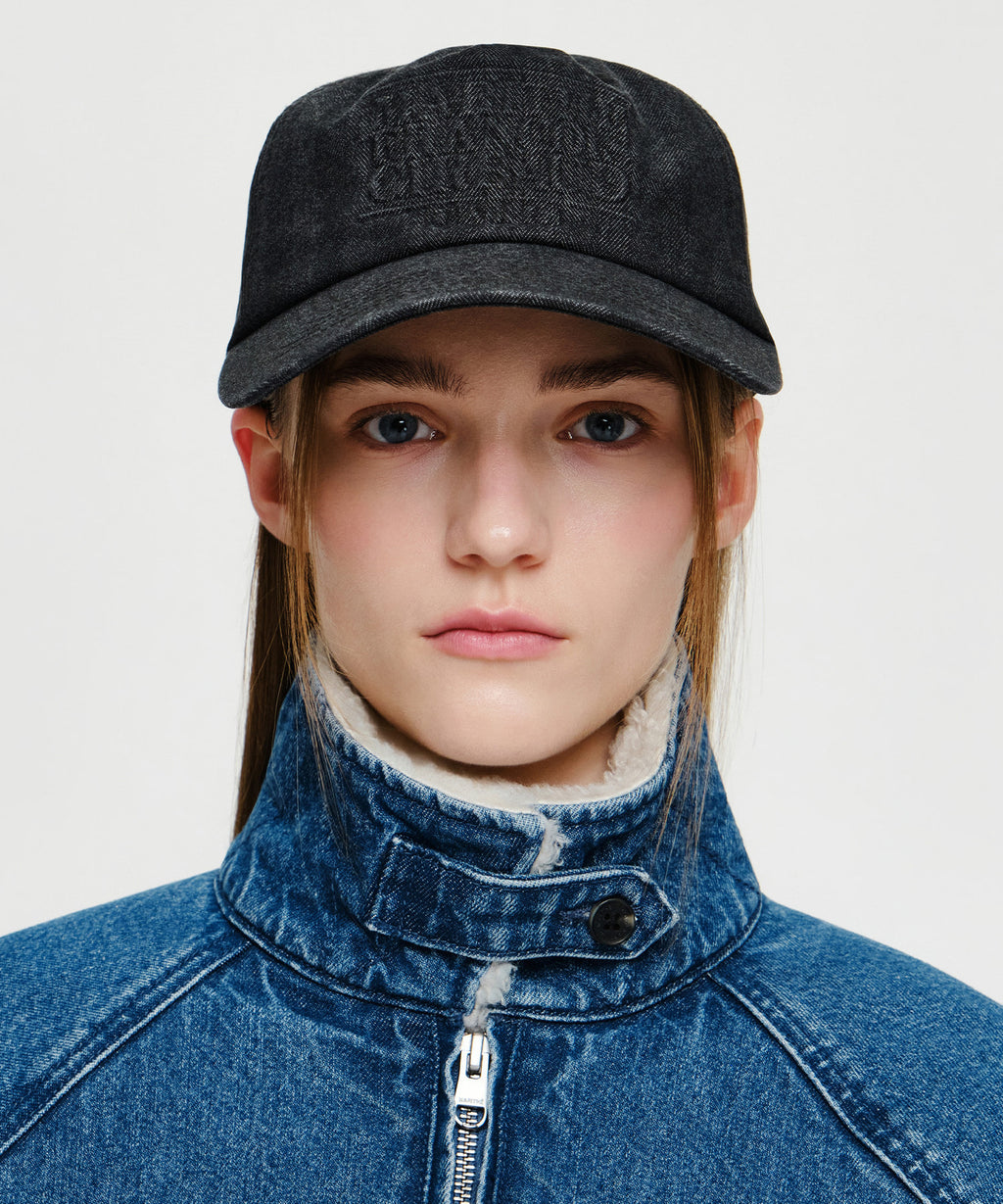 Marithe & Francois Girbaud - Embo Classic Logo 5-panel Herringbone Denim Cap (Washed Black) product image 5 | TRAB K-Fashion Australia
