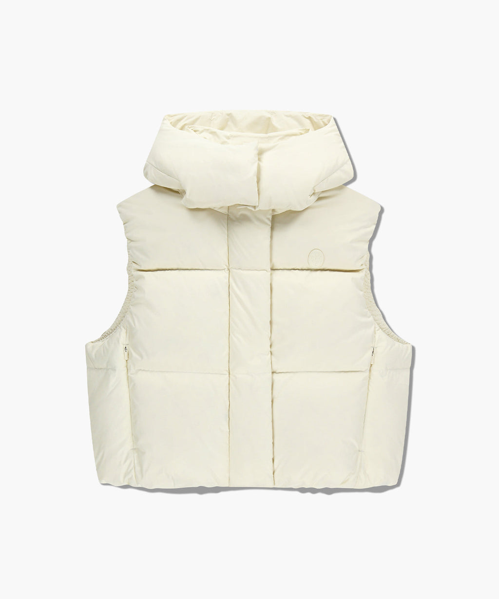 Marithe & Francois Girbaud - Circle Logo Crop Hooded Down Vest (Ivory) product image 6 | TRAB K-Fashion Australia