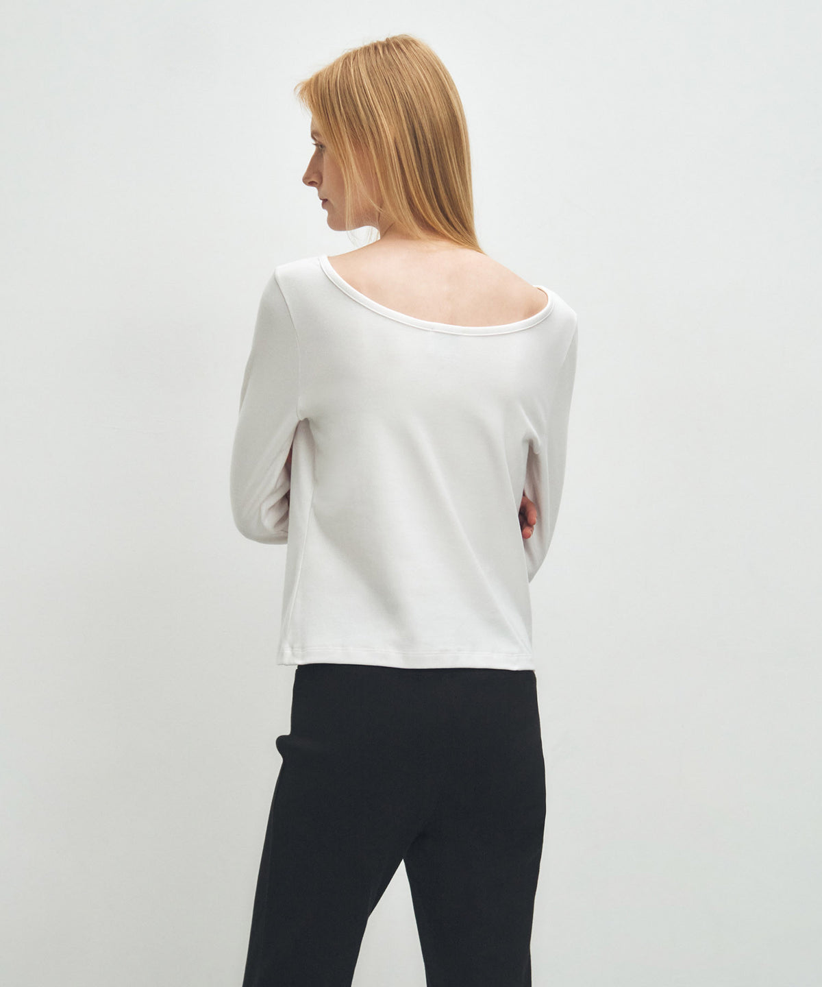 Marithe & Francois Girbaud - Basic Scoop Back Long Sleeve (White) product image 3 | TRAB K-Fashion Australia