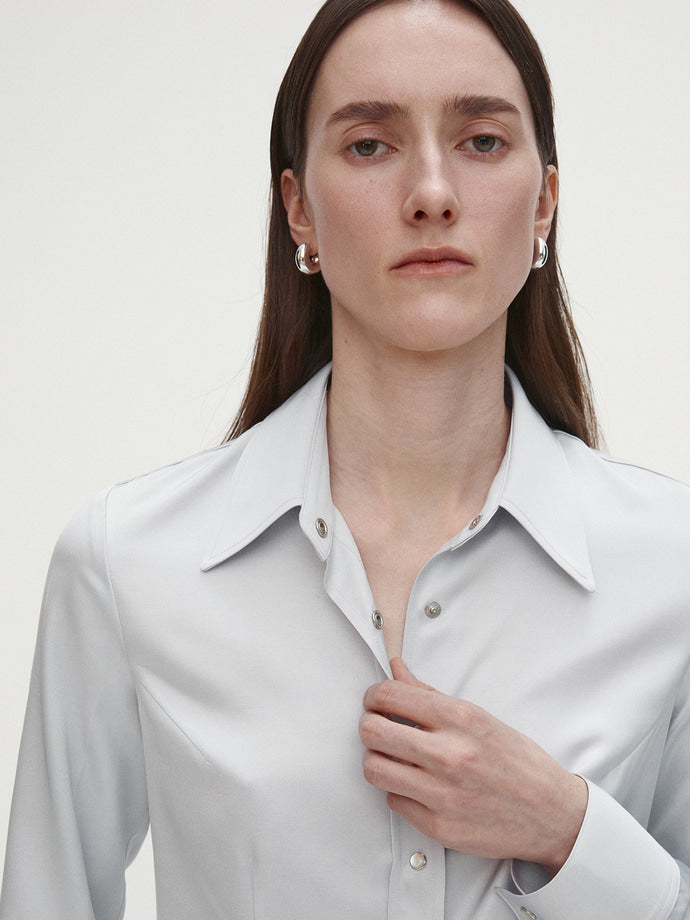 Tonywack - Satin Regular-Fit Shirt (Silver) product image 7 | TRAB K-Fashion Australia