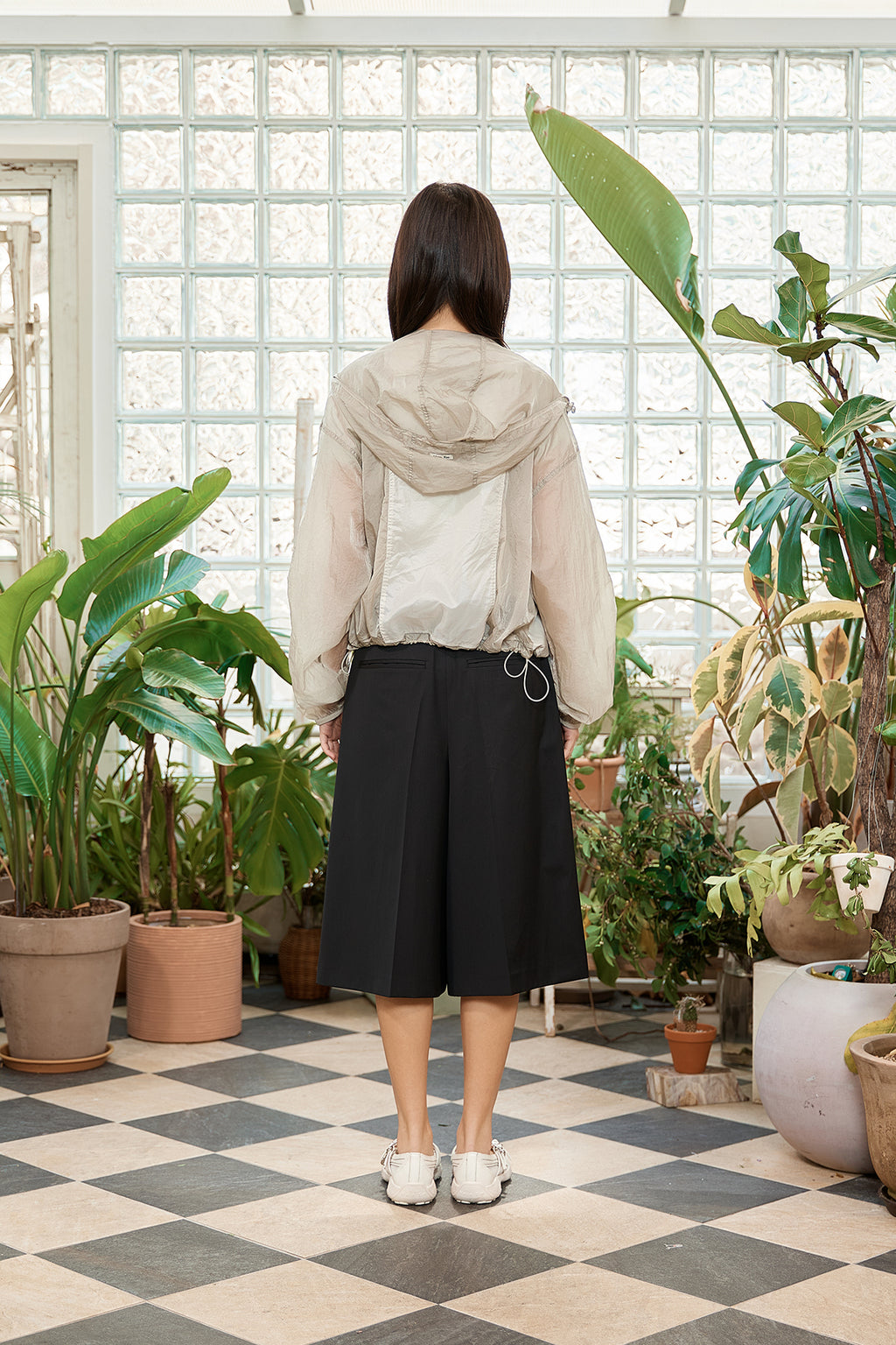 Matin Kim - Hoody Point Crop Light Windbreaker (Light Beige) product image 9 | TRAB K-Fashion Australia