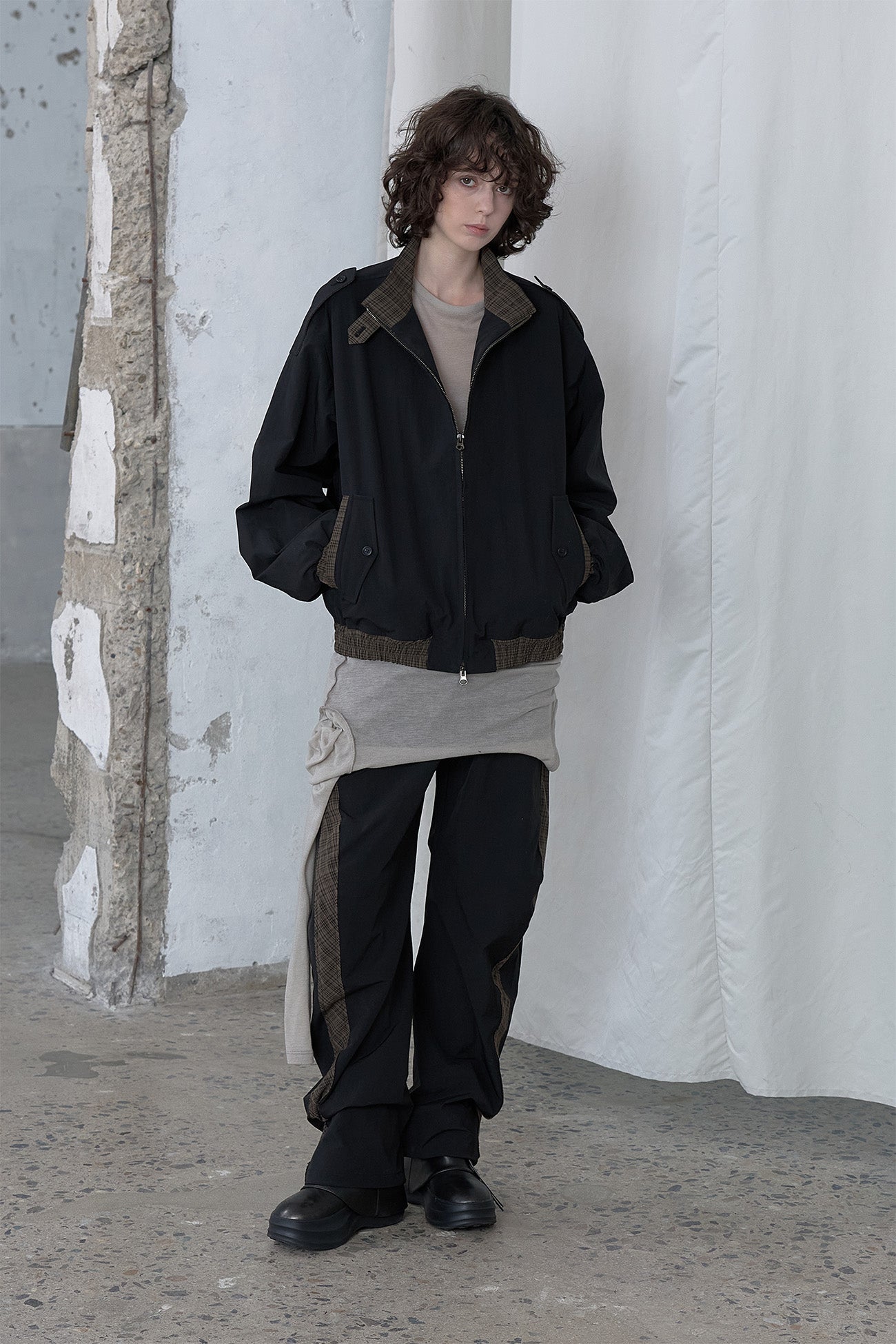 Deinet - Point Check Detail Jacket (Black) product image 4 | TRAB K-Fashion Australia