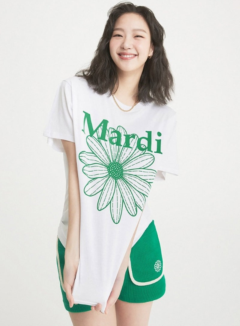 Mardi Mercredi - Tshirt Flowermardi (White Green) product image 1 | TRAB K-Fashion Australia