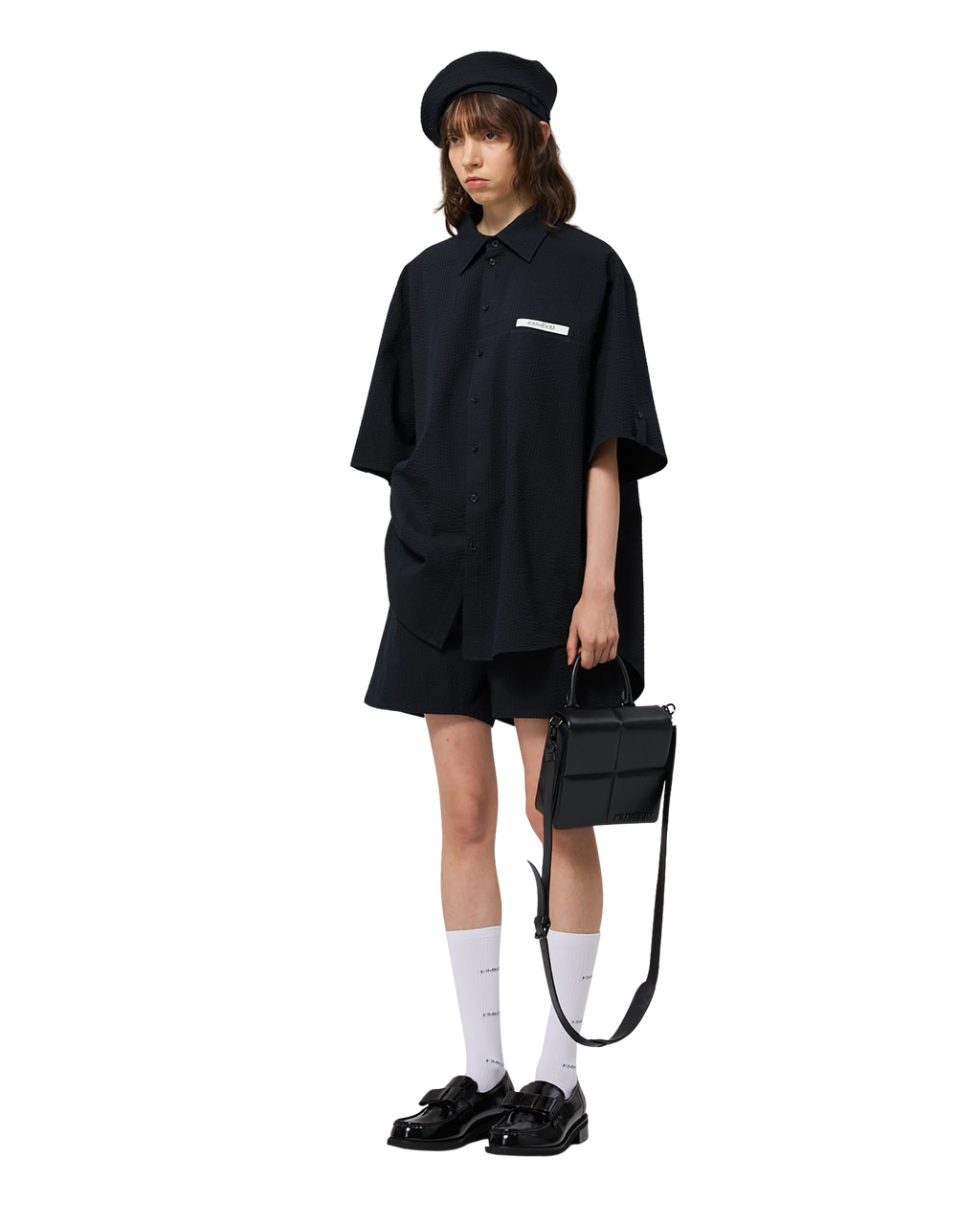 Kimhe Kim - Stripped Label Short Sleeves Shirt (Black) product image 12 | TRAB K-Fashion Australia