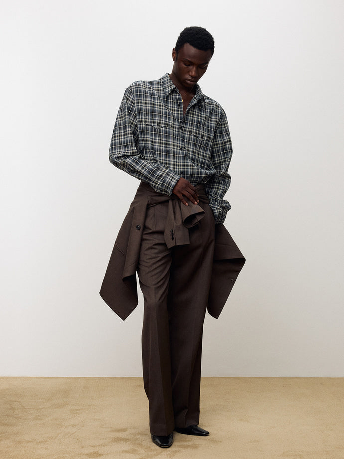 Tonywack - Checked Cotton Double Pocket Shirt (Blue) product image 4 | TRAB K-Fashion Australia