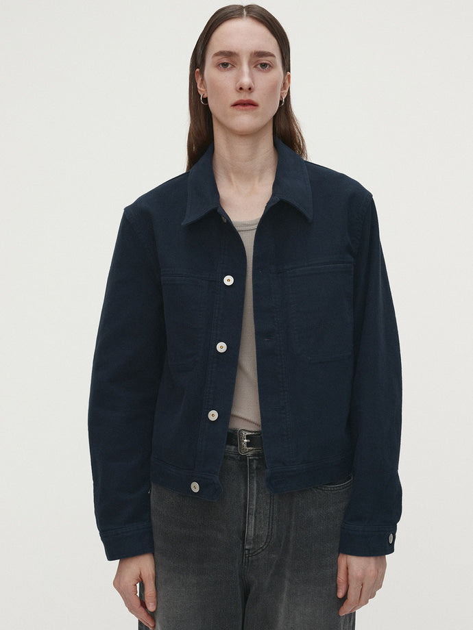 Tonywack - Moleskin Cotton Trucker Jacket (Navy) product image 1 | TRAB K-Fashion Australia