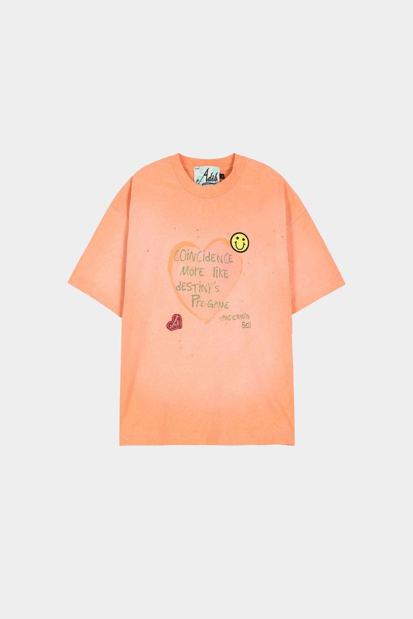 Andersson Bell - (essential) Unisex Spray Washed Heart Message T-Shirt (Orange) product image 11 | TRAB K-Fashion Australia