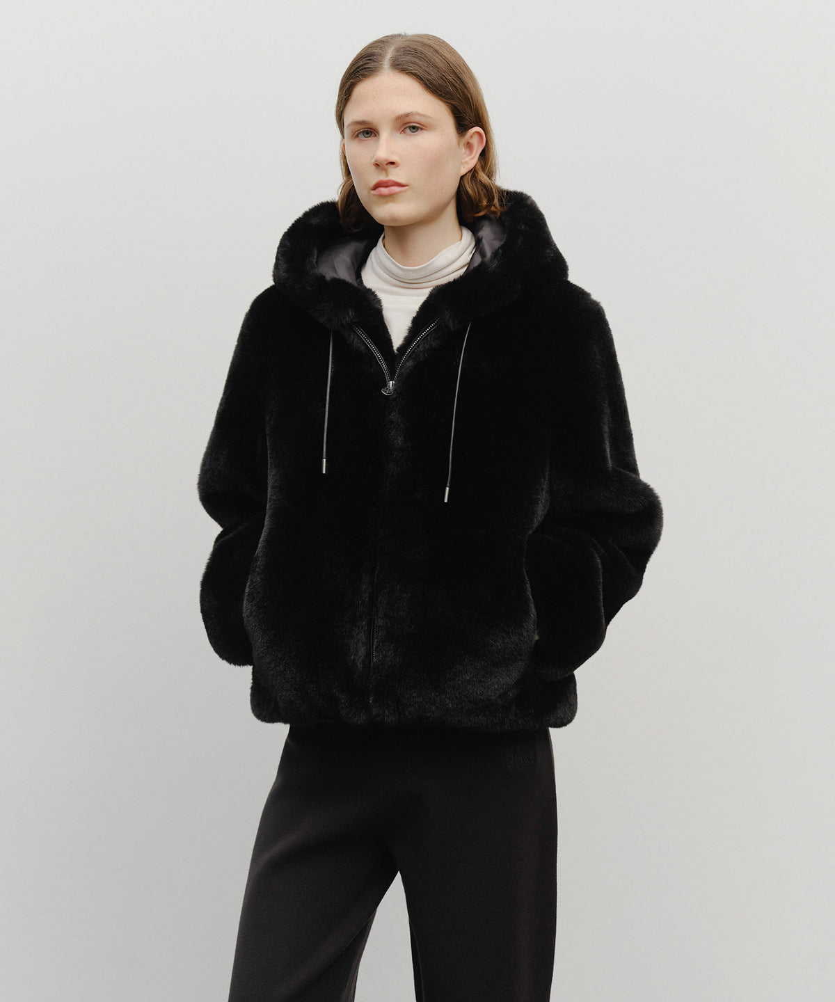 Marithe & Francois Girbaud - Hooded Faux Fur Jacket (Black) product image 1 | TRAB K-Fashion Australia
