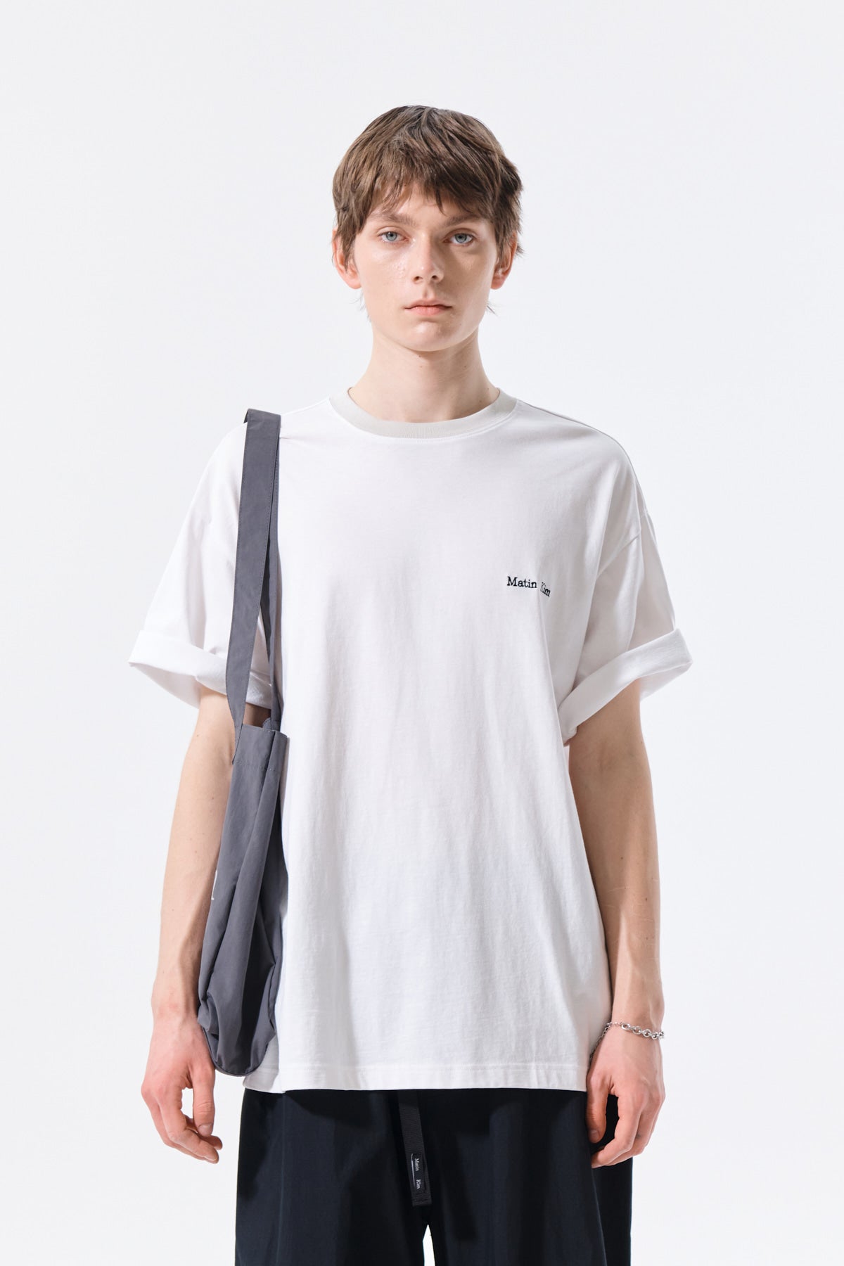 Matin Kim - Tonal Rib Back Logo Top (White) product image 10 | TRAB K-Fashion Australia