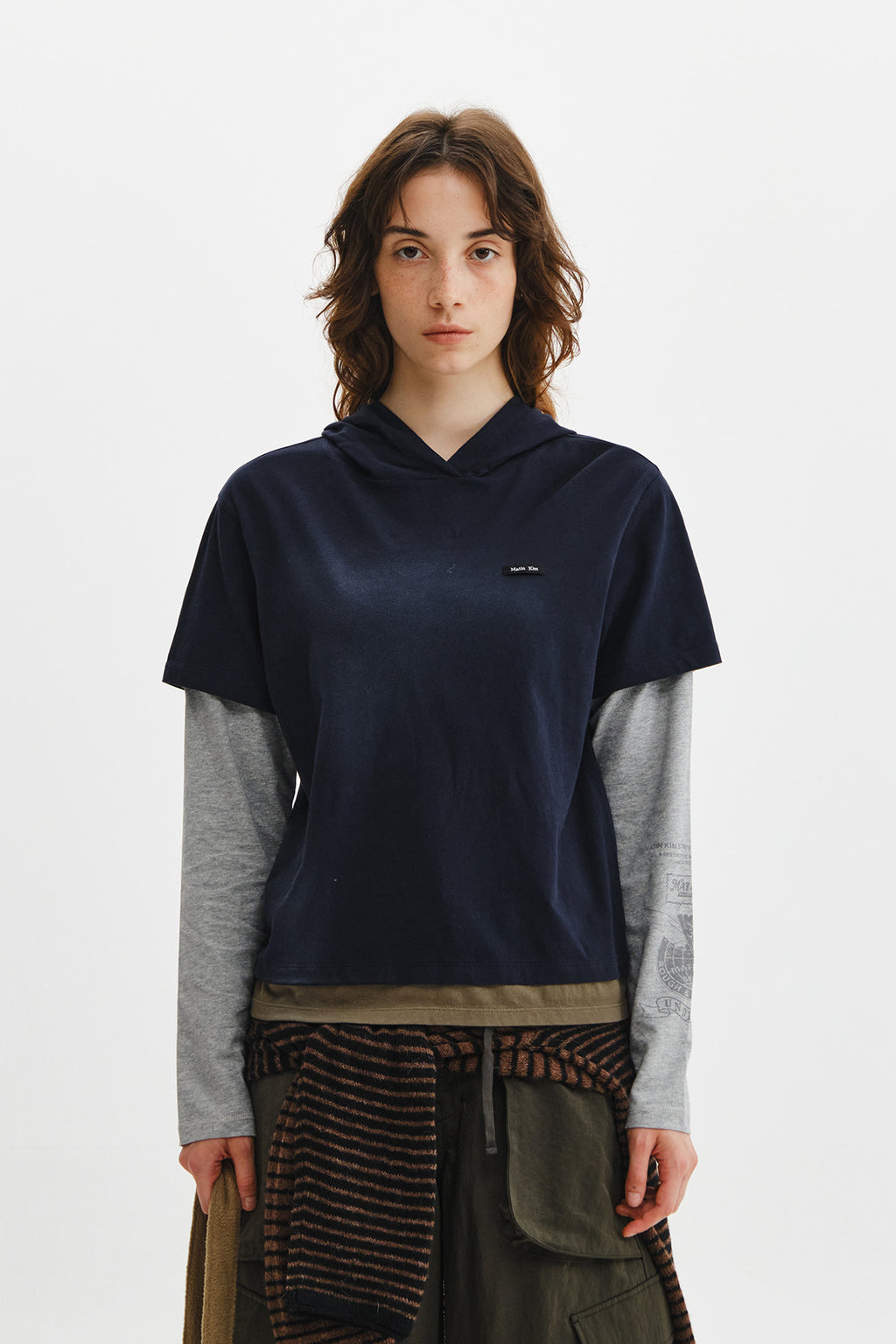 Matin Kim - Dust Washed Layered Hood Top (Navy) product image 12 | TRAB K-Fashion Australia