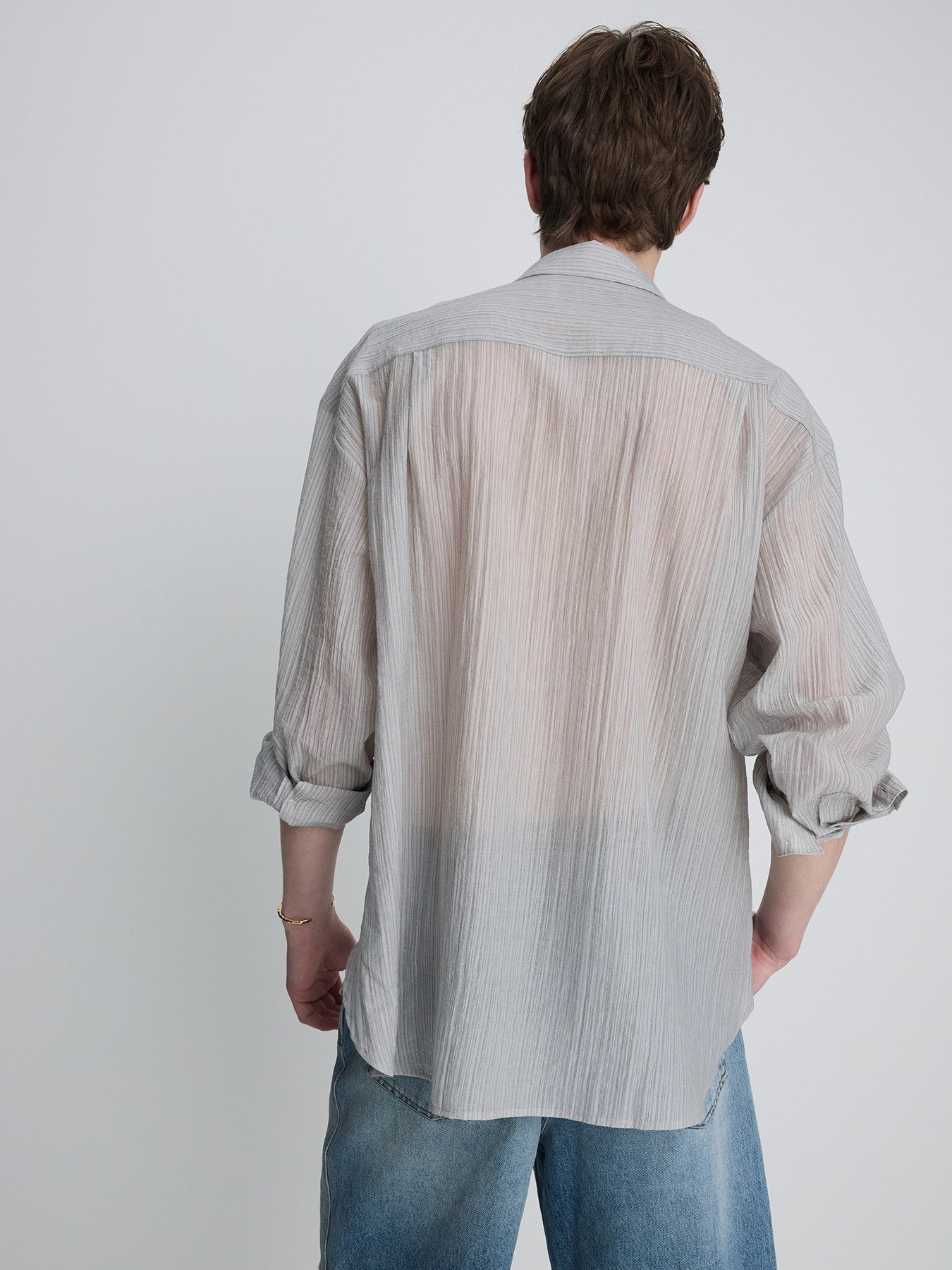 Tonywack - Lyocell Oversized Stripe Shirt (Grey) product image 7 | TRAB K-Fashion Australia