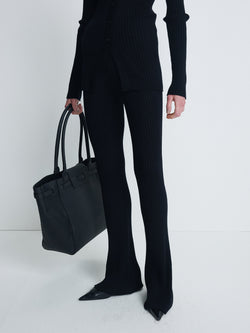 Tonywack - Superfine Merino Wool Rib Flared Pants (Black) product image 1 | TRAB K-Fashion Australia