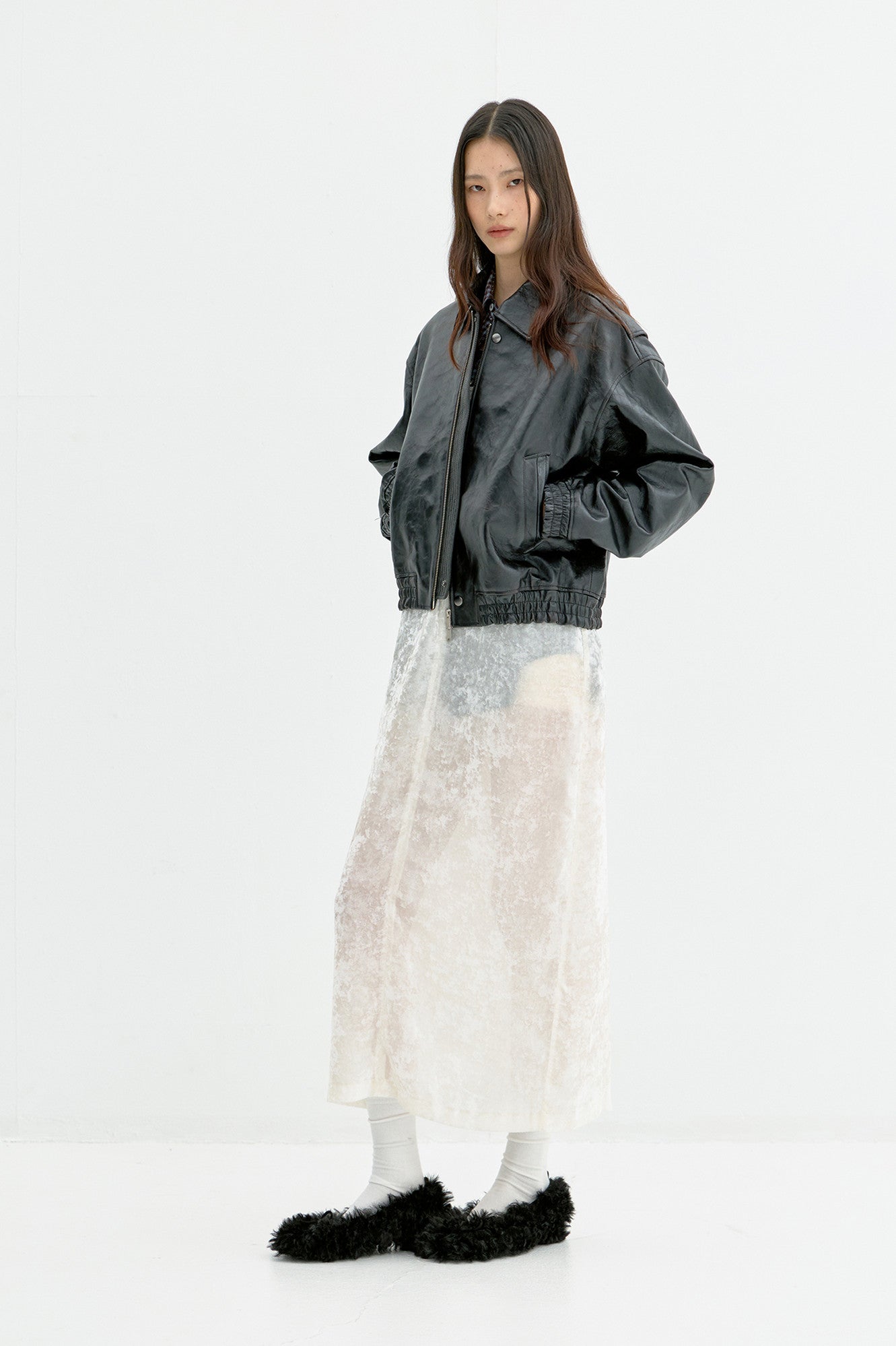 Coor - Textured Lambskin Blouson (Black) product image 3 | TRAB K-Fashion Australia