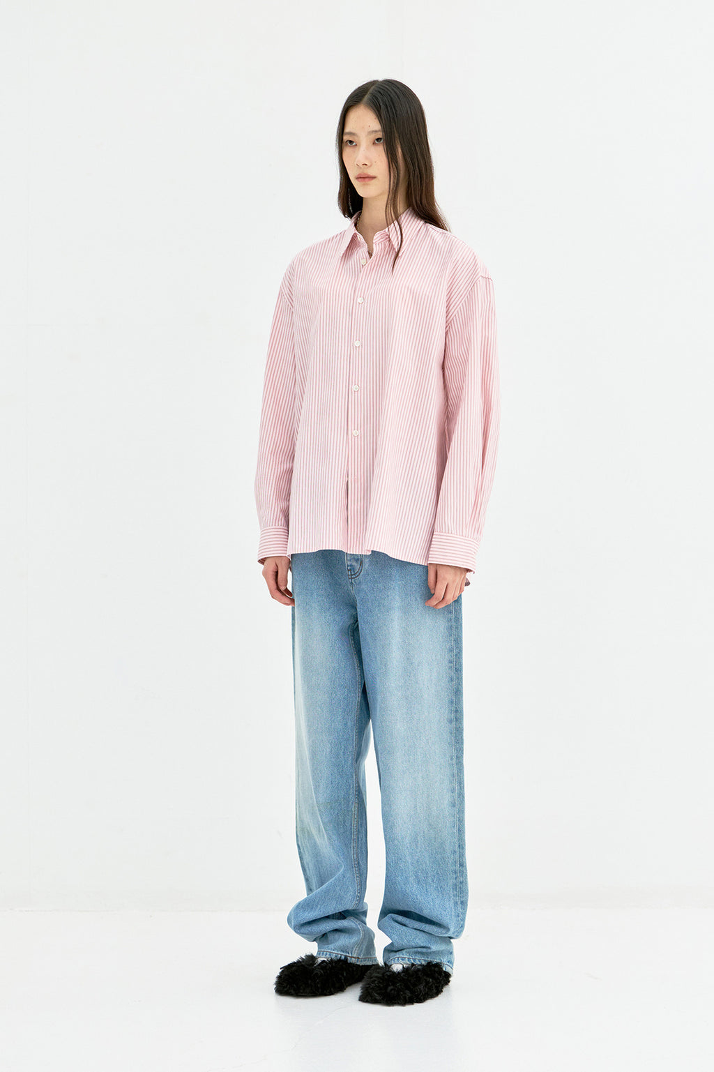 Coor - Two-Tone Stripe Shirt (Pink) product image 3 | TRAB K-Fashion Australia
