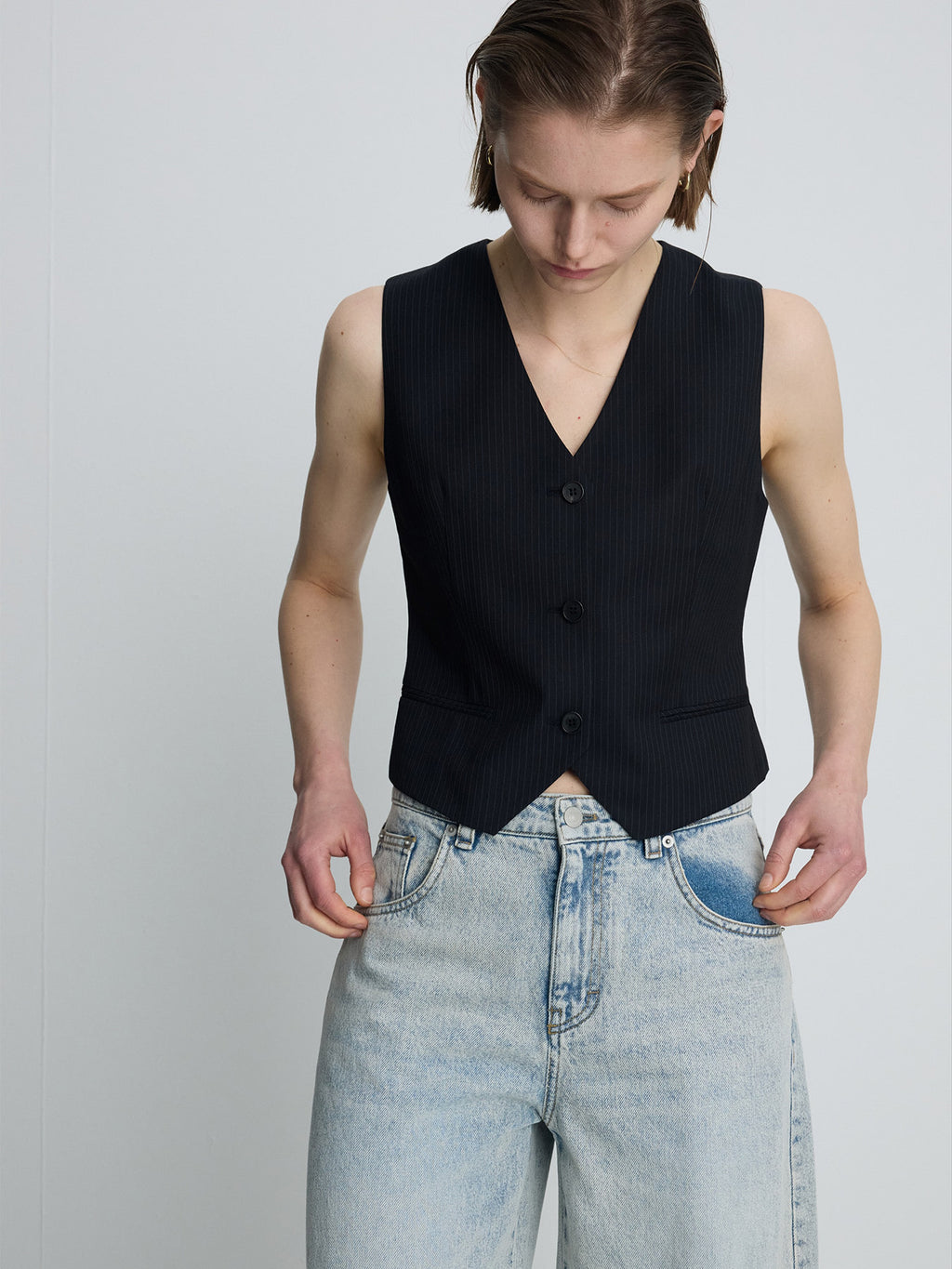 Tonywack - Wool Tailored Vest (Navy Pinstripe) product image 5 | TRAB K-Fashion Australia