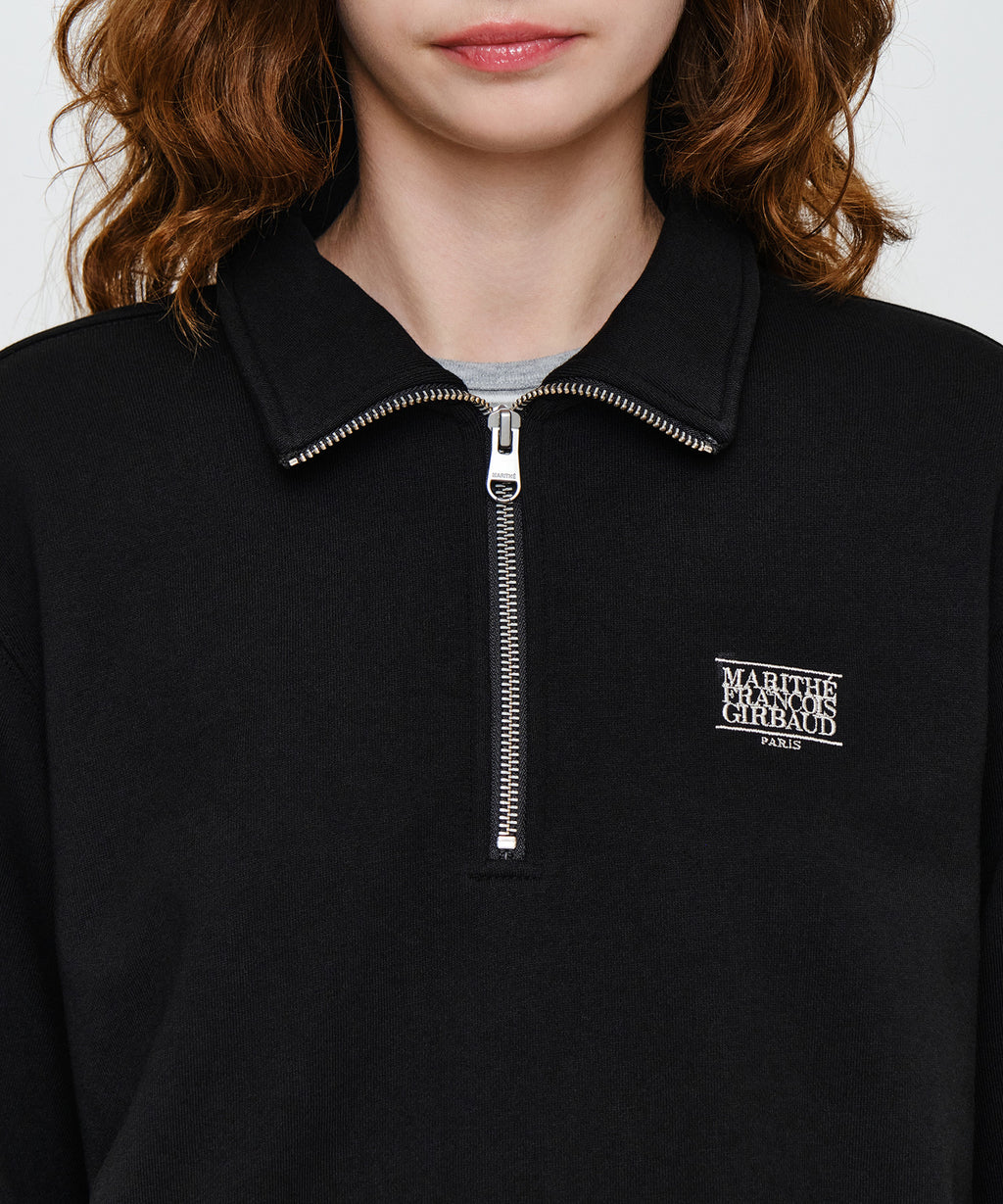 Marithe & Francois Girbaud - Small Classic Logo Half Zipup Sweatshirt (Black) product image 4 | TRAB K-Fashion Australia